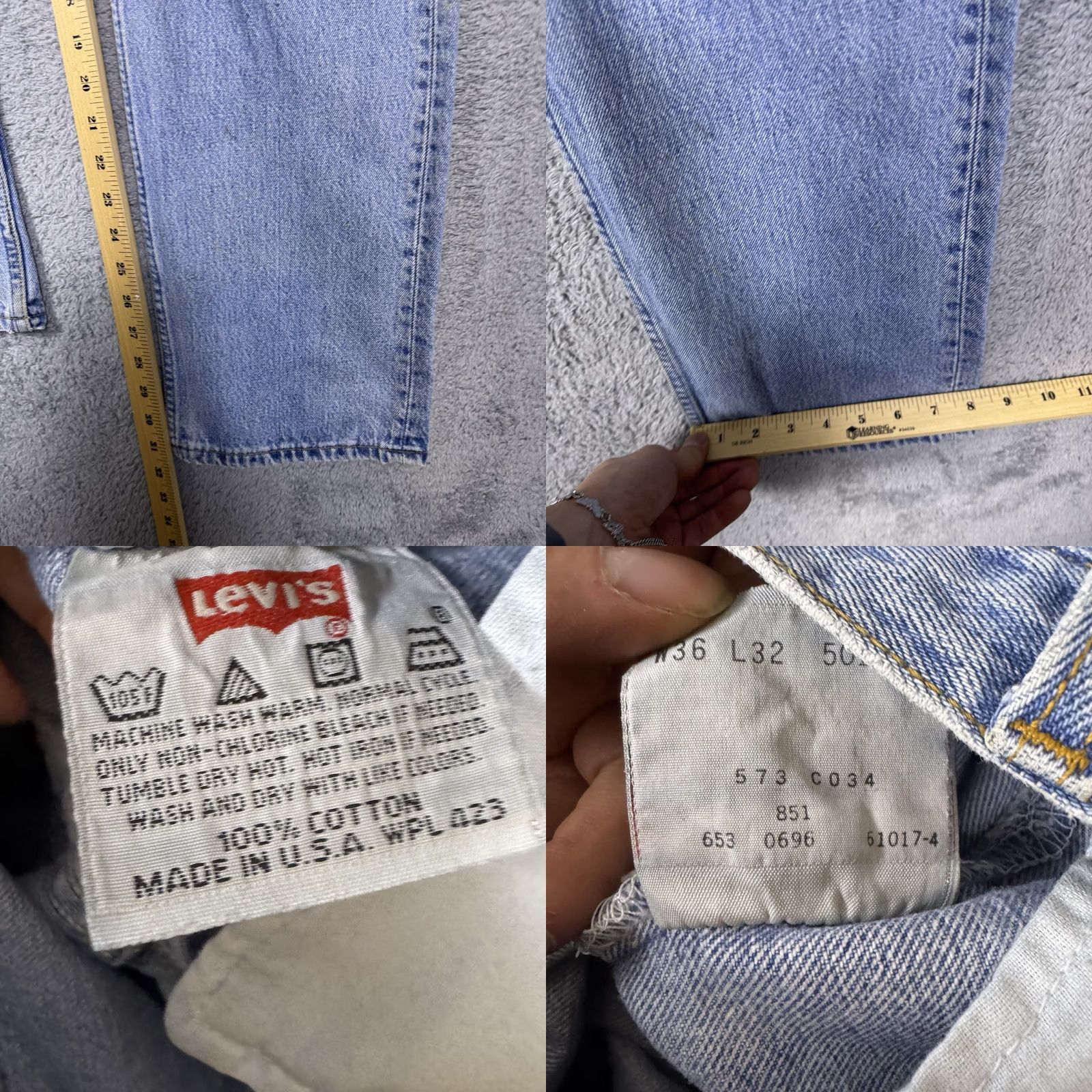 Levi's VINTAGE Levi'S Jeans Mens 33 Blue 501xx Men 33x31 USA Made Paper Tag Button Fly Trashed Size US 33 - 8 Thumbnail