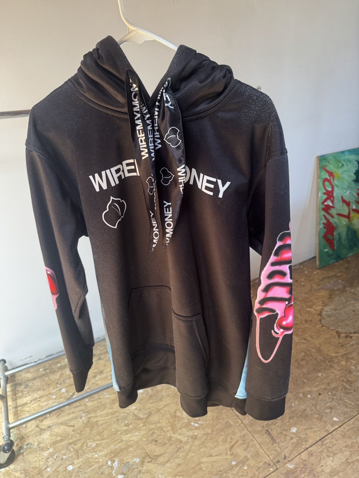 Designer WIREMYMONEY Limited Edition Black Bandana Hoodie Size US M / EU 48-50 / 2 - 10 Thumbnail