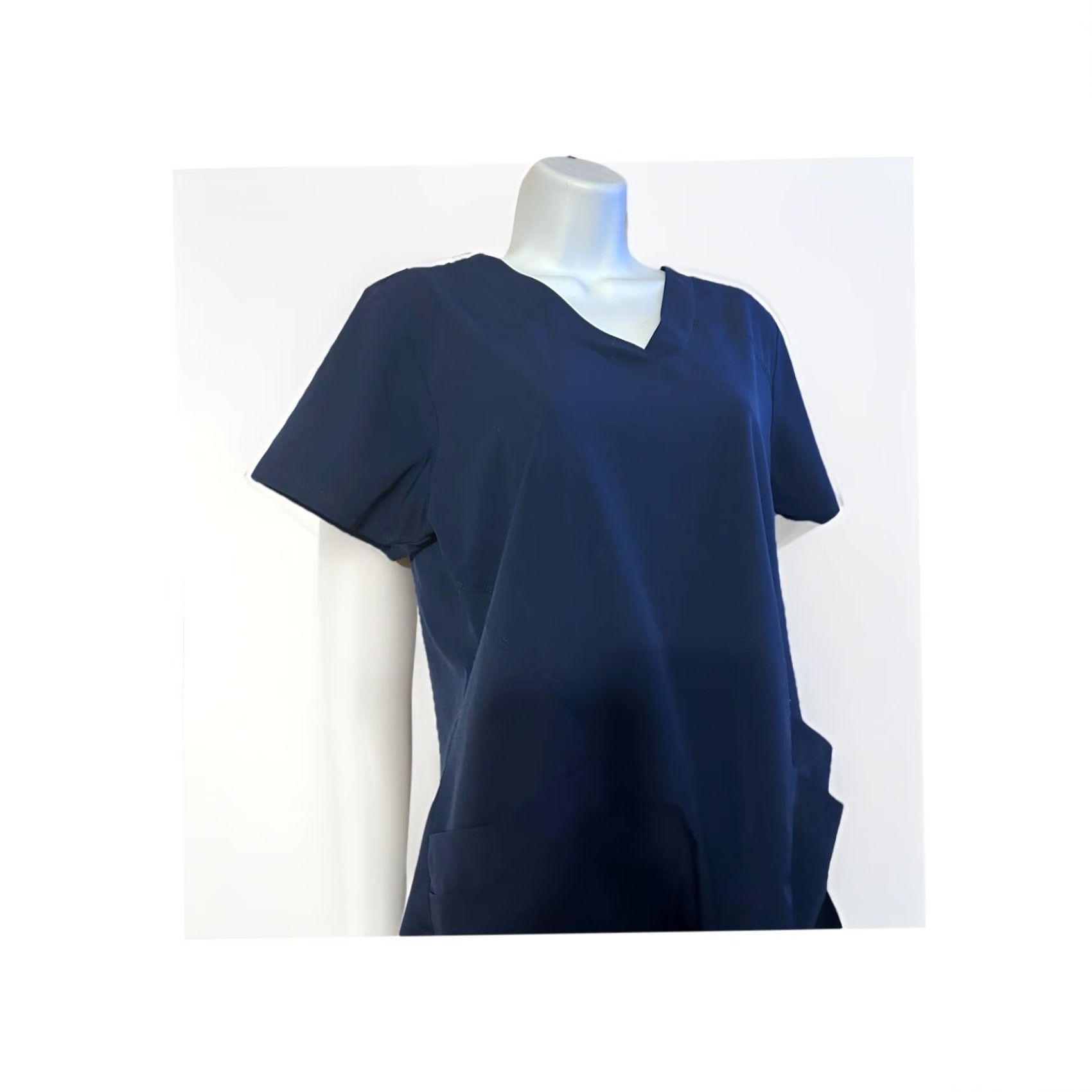 Vintage Barco One Scrub Top Women Medium Navy Blue Short Sleeve V Neck Pockets Nurse Med Size M / US 6-8 / IT 42-44 - 5 Thumbnail
