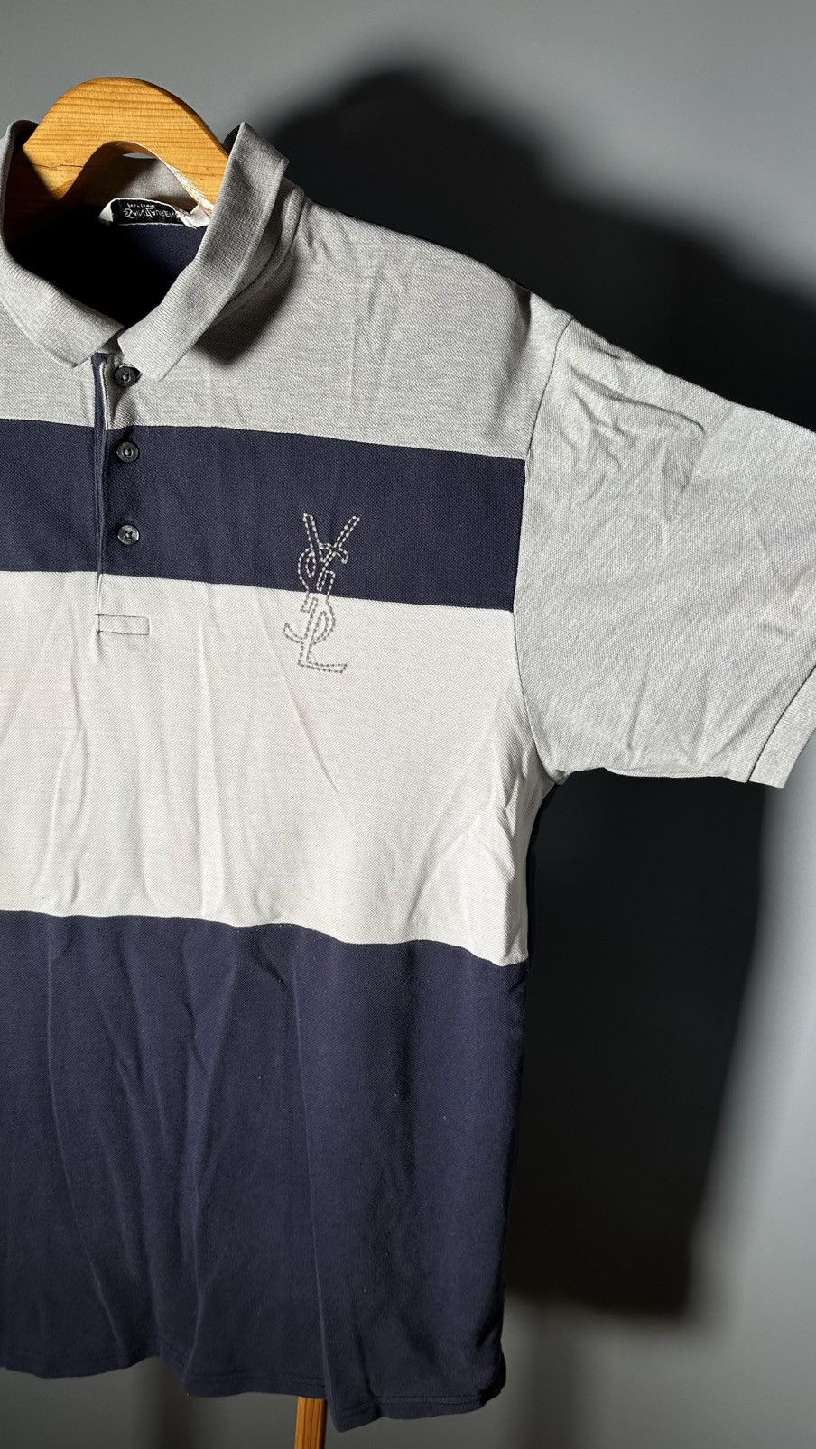 Yves Saint Laurent Vintage Yves Saint Laurent YSL big logo striped polo t-shirt Size US XXL / EU 58 / 5 - 5 Thumbnail