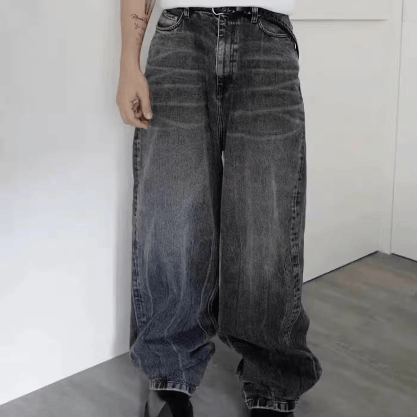 'Come As You Are' Black Grunge Ripped Baggy Jeans main image 0