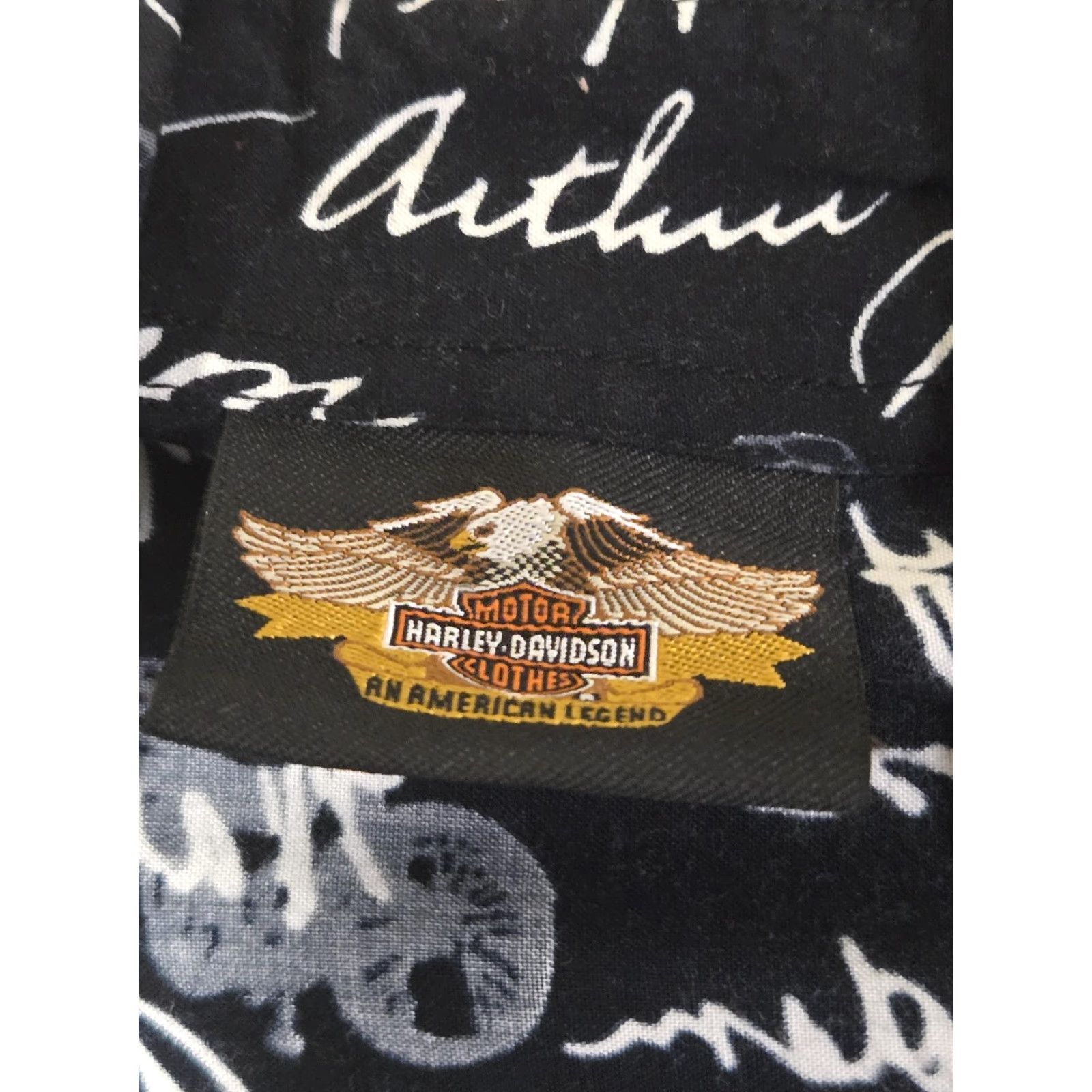 Harley Davidson Harley-Davidson Shirt Mens XS Black Signature Script Motorcycle Button Up Viscose Size US XS / EU 42 / 0 - 3 Thumbnail