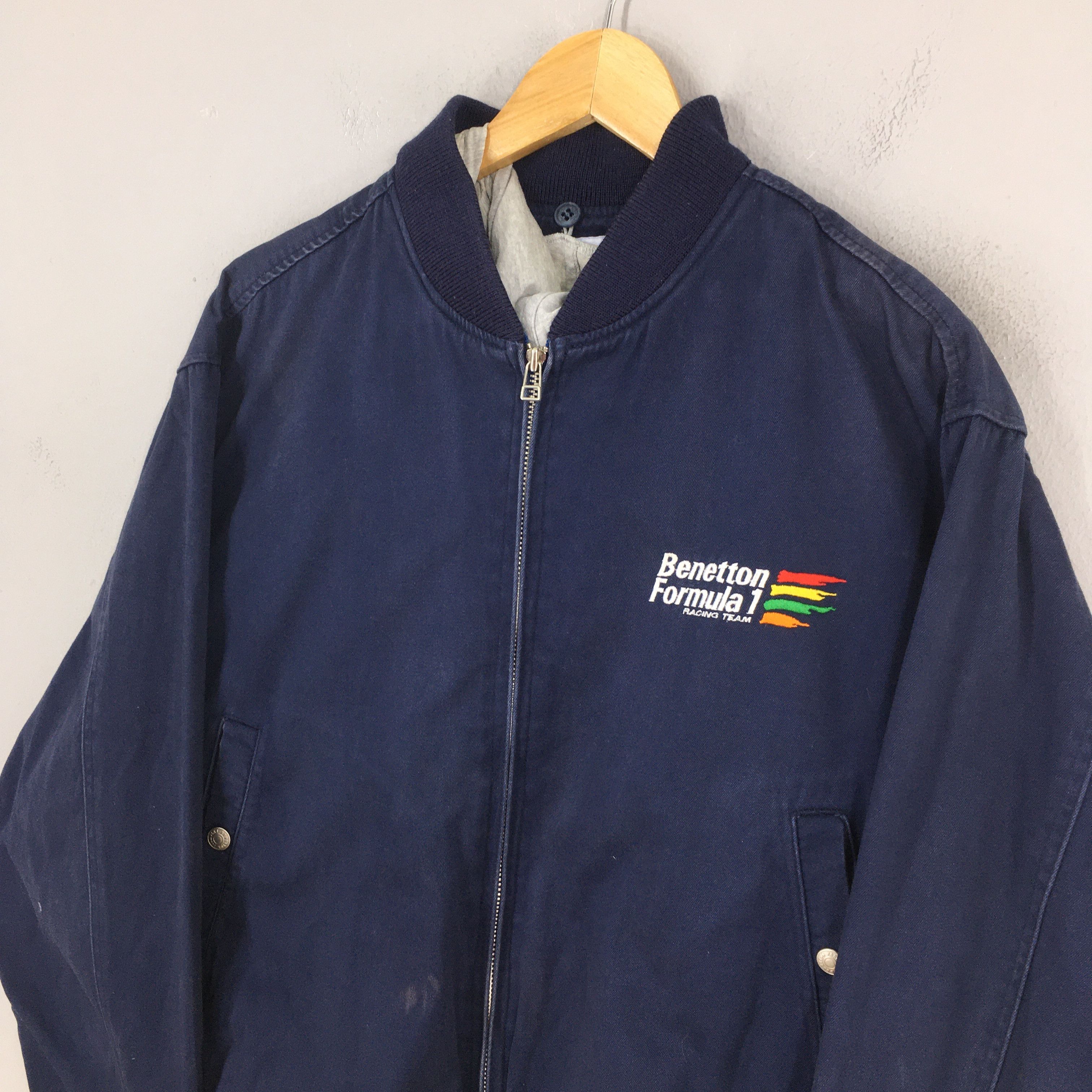 Benetton Vintage Benetton Formula 1 Embroidery Blue Cotton Jacket L Size US L / EU 52-54 / 3 - 3 Thumbnail
