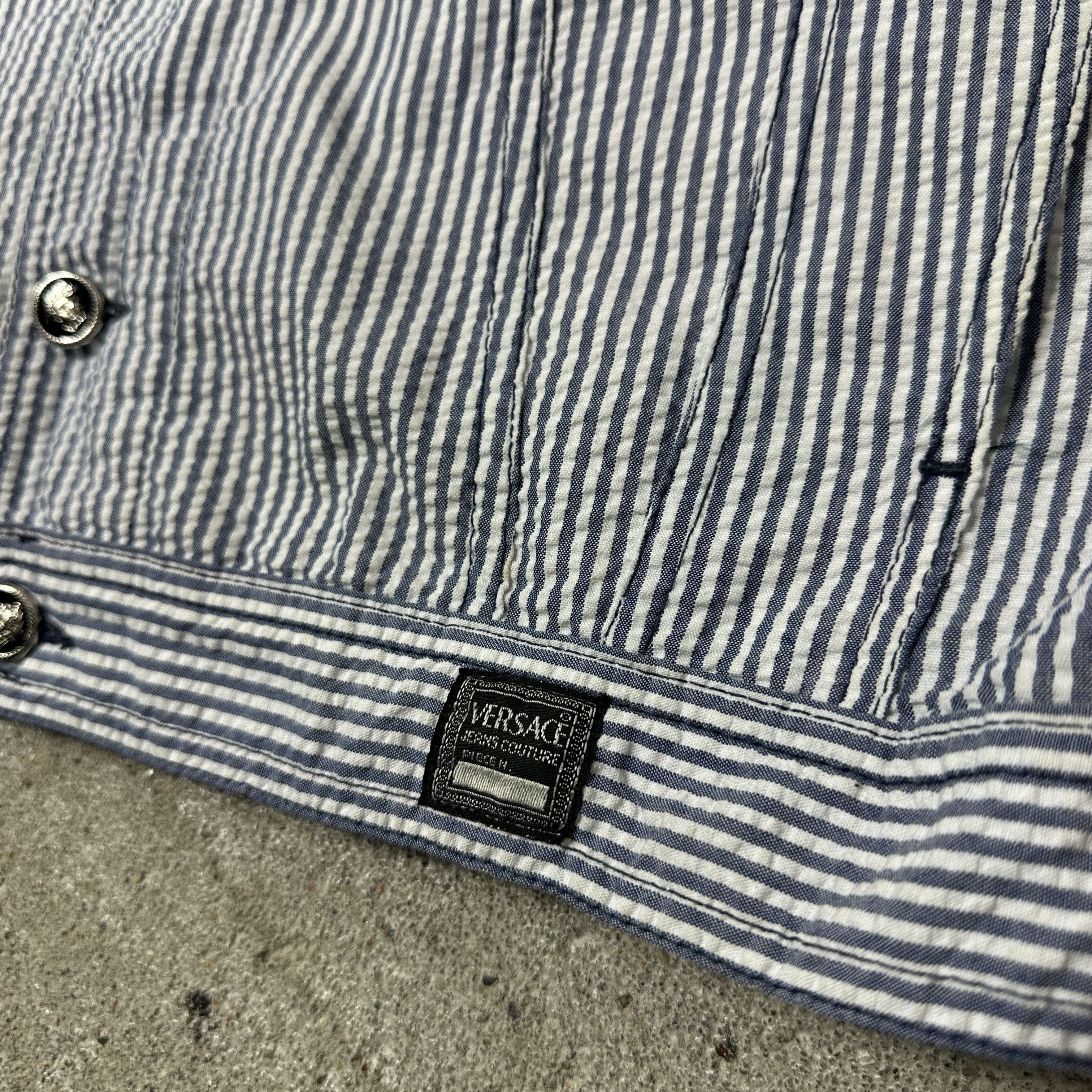 Versace Jeans Couture Vintage Striped Versace Jeans Couture Denim Jacket Y2K Size M / US 6-8 / IT 42-44 - 4 Thumbnail