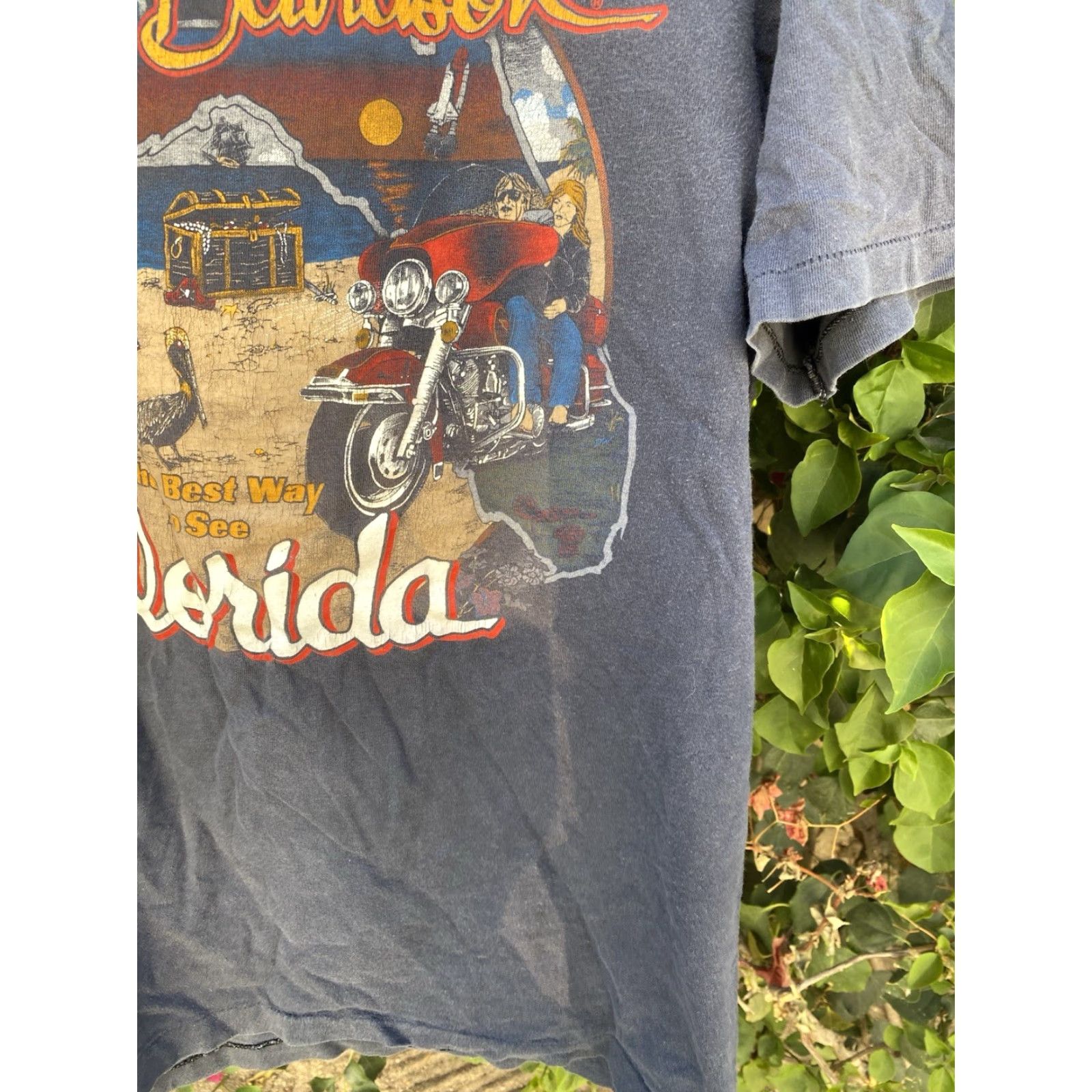 Harley Davidson VINTAGE Harley-Davidson The Best Way To See Florida T Shirt Mens L Gray Cotton 1980s Florida Biker Graphic Print Single Stitch Miami Size US L / EU 52-54 / 3 - 3 Thumbnail