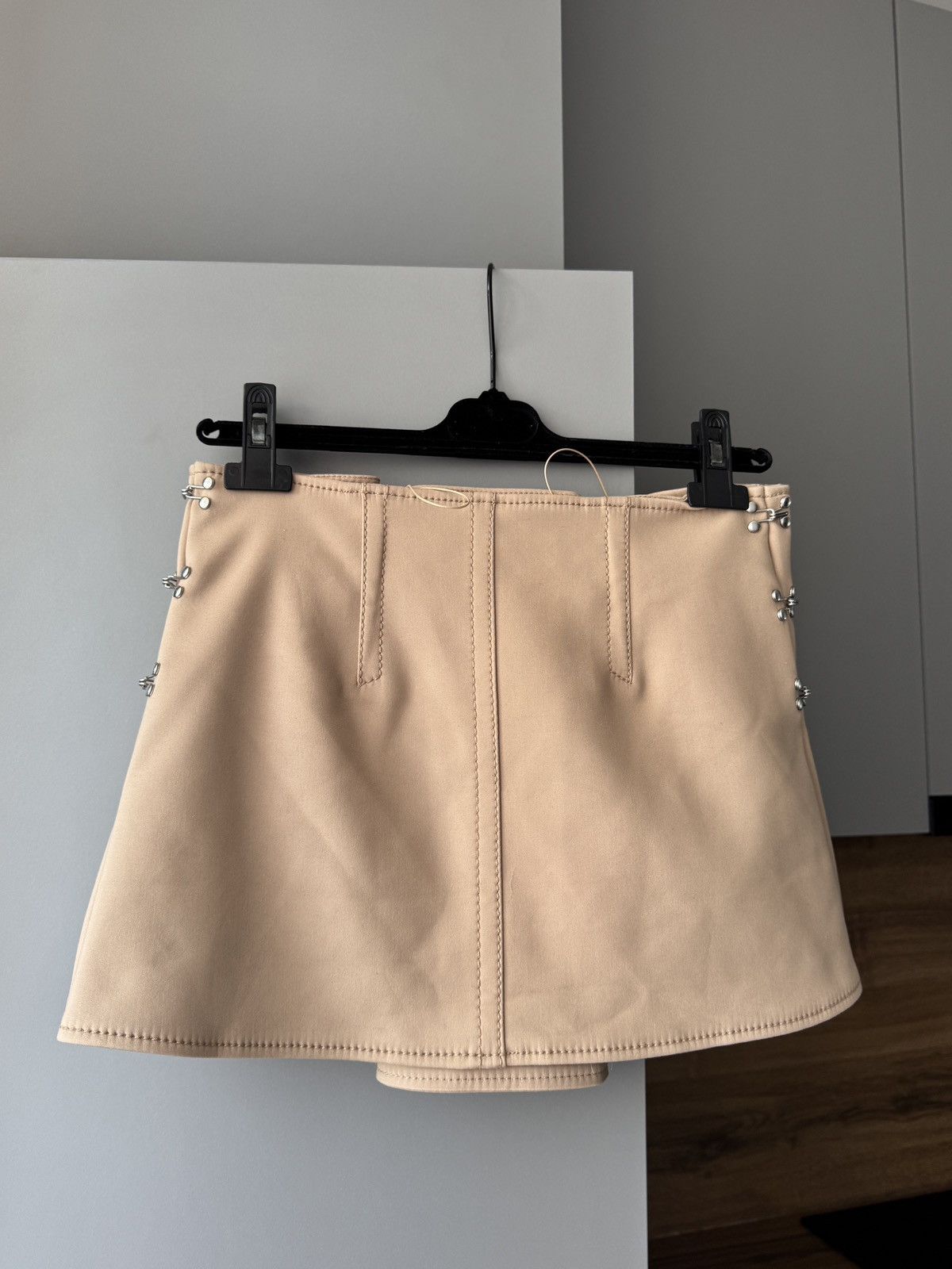 Dion Lee Hook Front Accordion Pleat Mini Skirt in Neutral