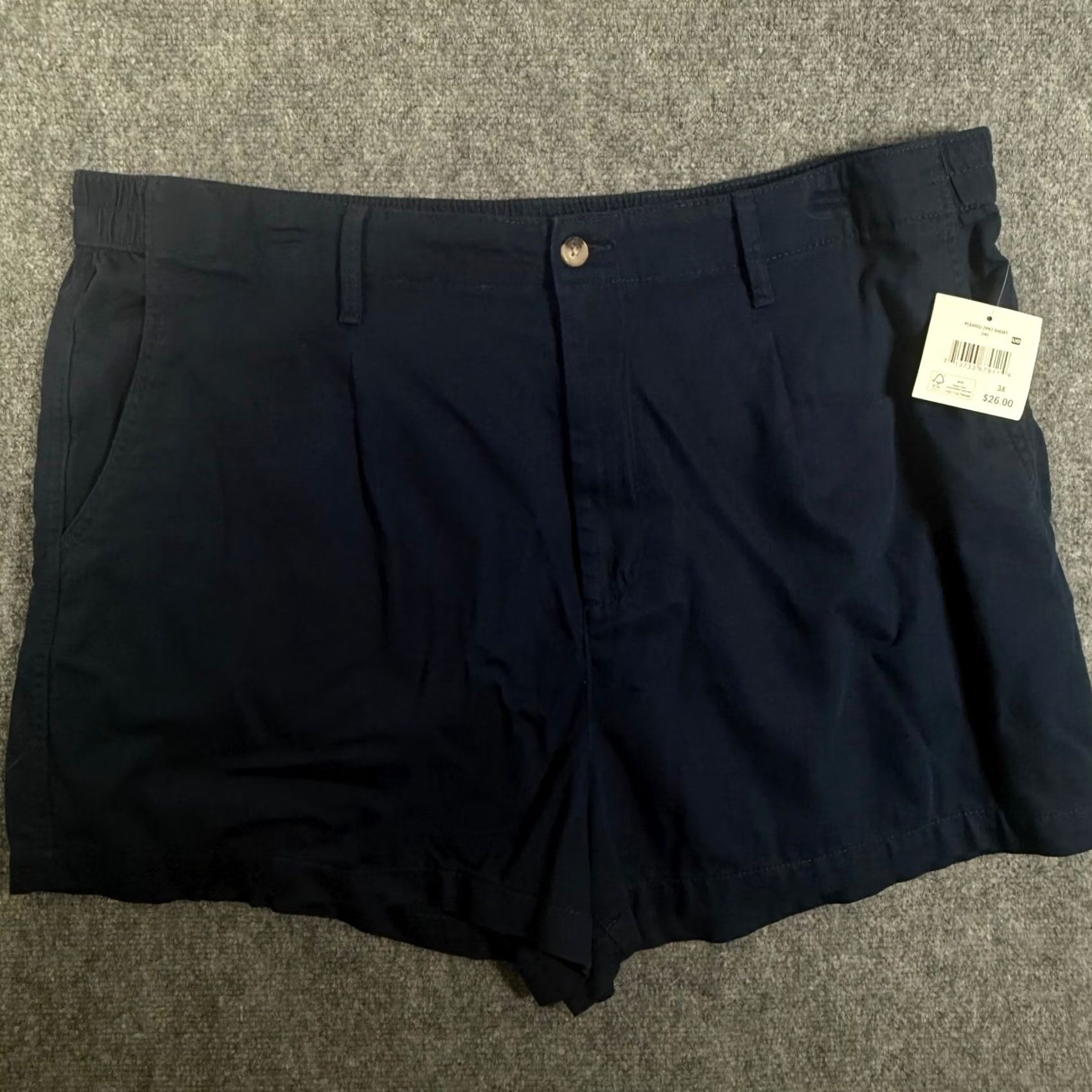Vintage Falls Creek Comfort Shorts Elastic Waist Casual Chic Everyday Navy Blue 3X NWT Size 40" / US 18 - 2 Thumbnail