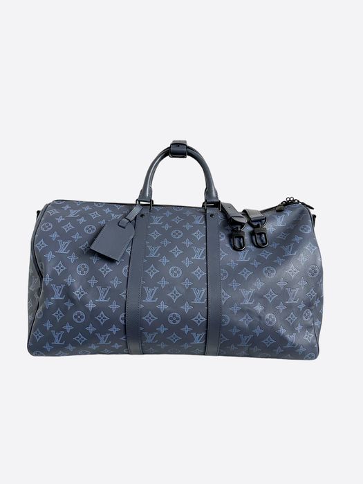 Louis Vuitton Mens Keepall 50 Shadow Blue Leather ref.1006490