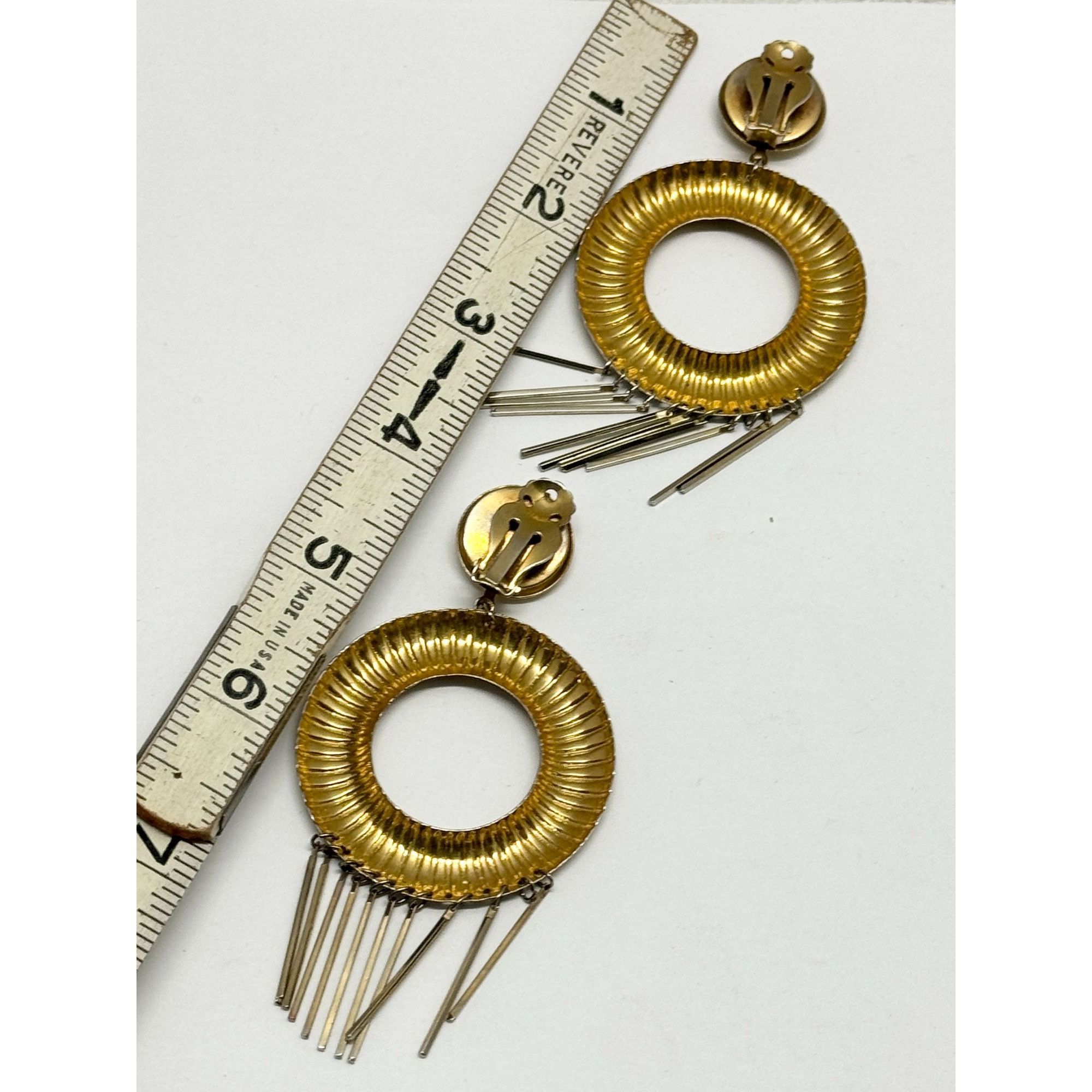 Vintage Vintage gold hoop tassel earrings Size ONE SIZE - 3 Thumbnail