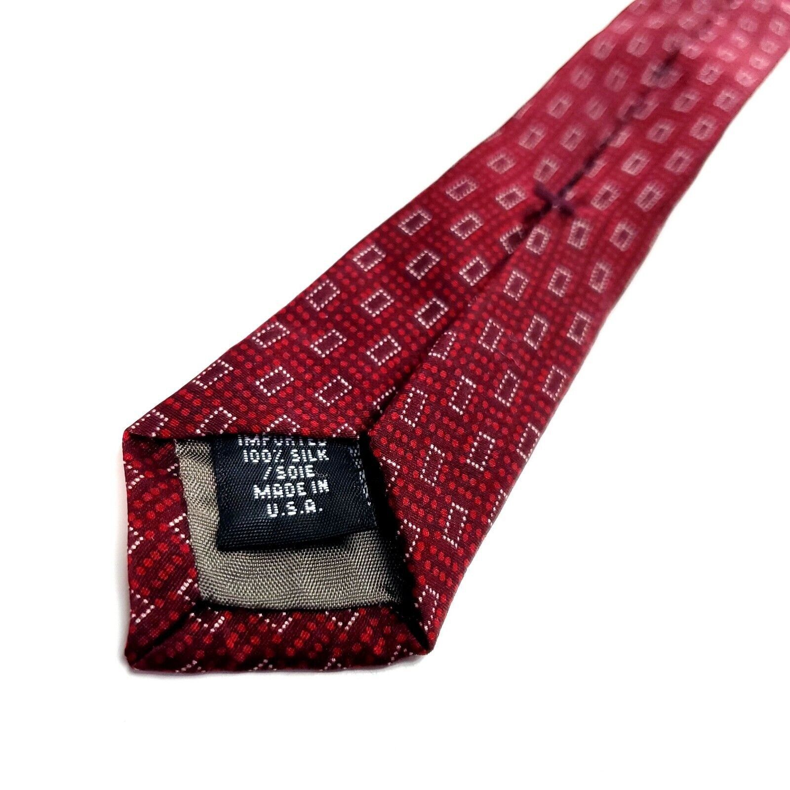 Perry Ellis Perry Ellis Red Silk Tie Woven Short Wide Geometric Size ONE SIZE - 5 Thumbnail