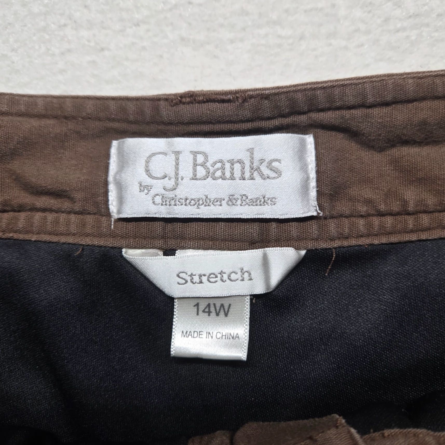 Vintage CJ Banks Skirt Midi Pencil Brown 14W Women Pockets Stretch Work Casual Slit Button Cotton Blend Spandex - Womens Size 36" / US 14 / IT 50 - 4 Thumbnail
