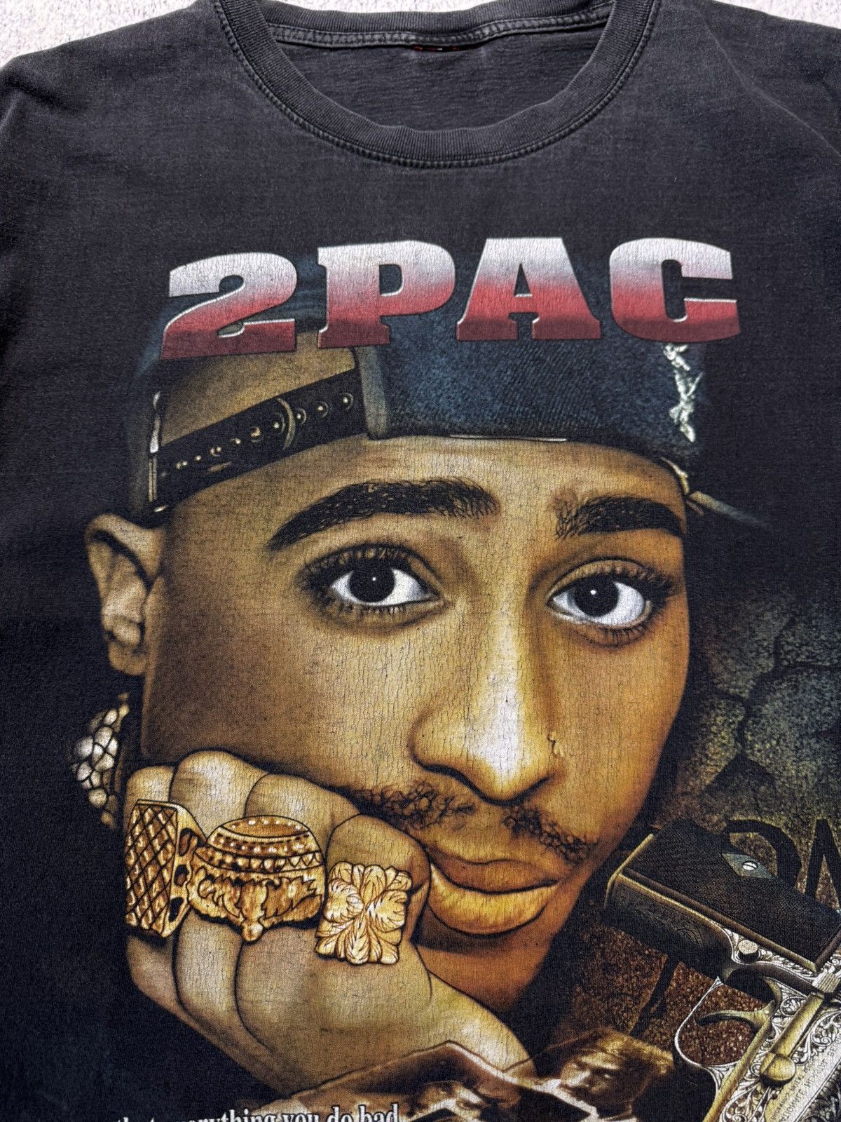Vintage Vintage 2Pac Rap Tee Rock Tees 1996 Grail Very Rare Tee L Size US L / EU 52-54 / 3 - 8 Thumbnail