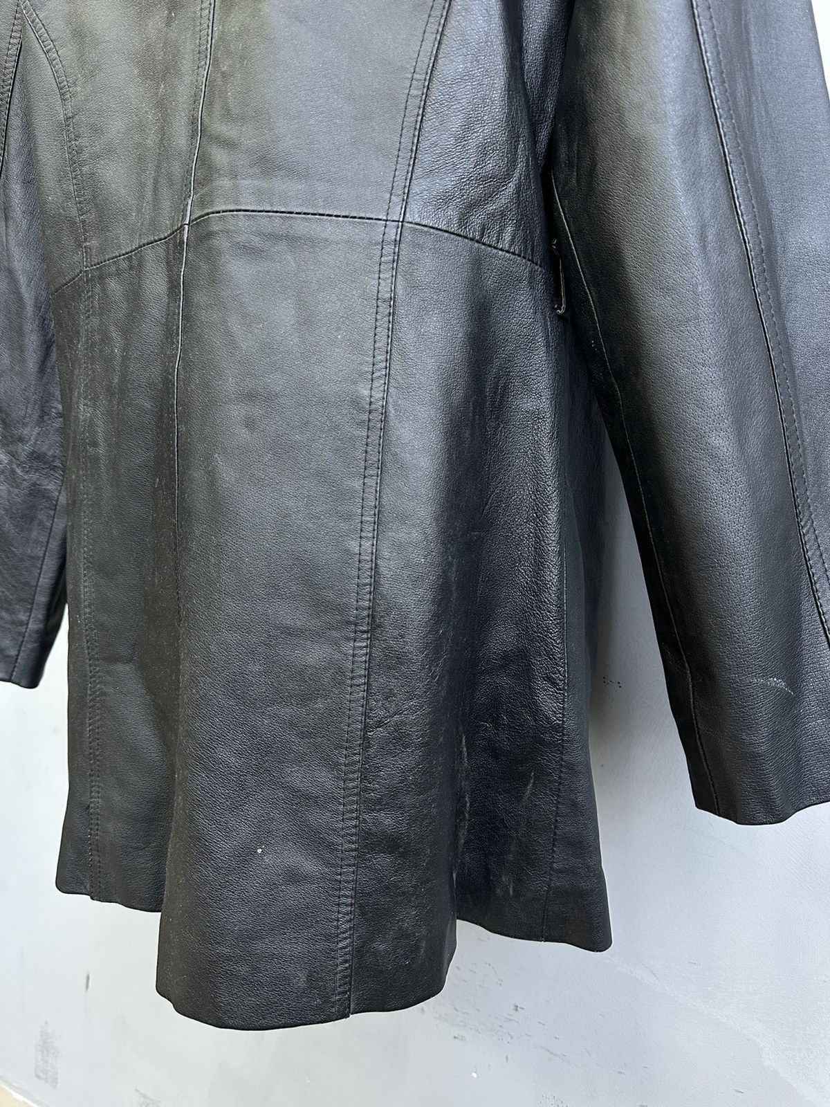 Other Vintage Leather Blazer Jacket Coat Distressed Jean Gautier Size US L / EU 52-54 / 3 - 7 Thumbnail