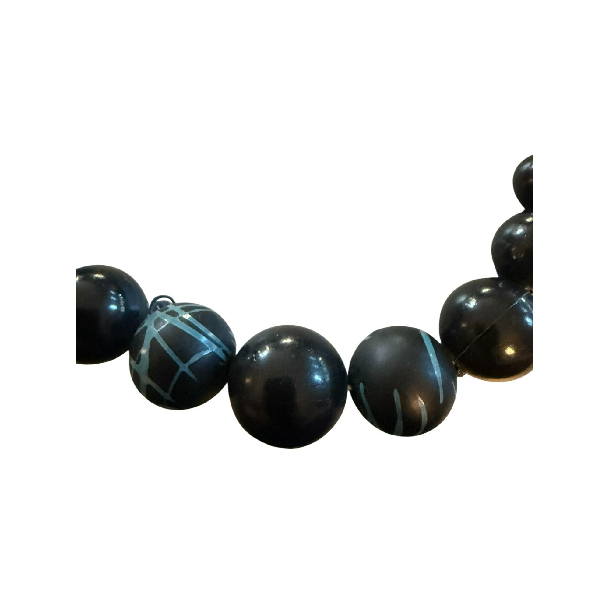 Other Vintage 30" Black & Gold Beaded Necklace With Decorative Ova Size ONE SIZE - 5 Thumbnail