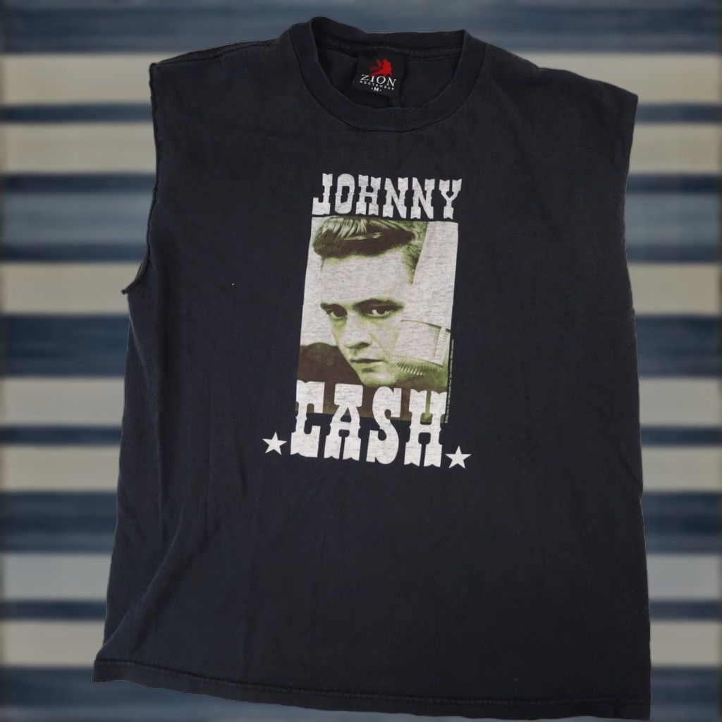 Vintage VINTAGE Johnny Cash Mens Medium Graphic Muscle T Shirt Black Size US M / EU 48-50 / 2 - 1 Thumbnail