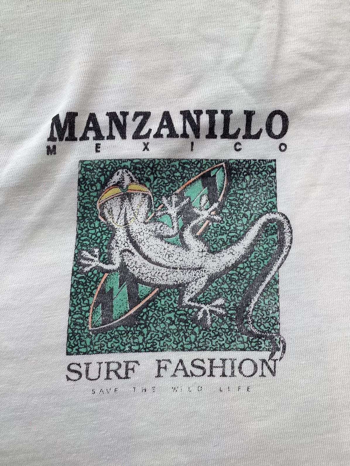 Other × Vintage Vtg 90s Mexico surf fashion save wildlife lizard surfboard T Size US M / EU 48-50 / 2 - 3 Thumbnail