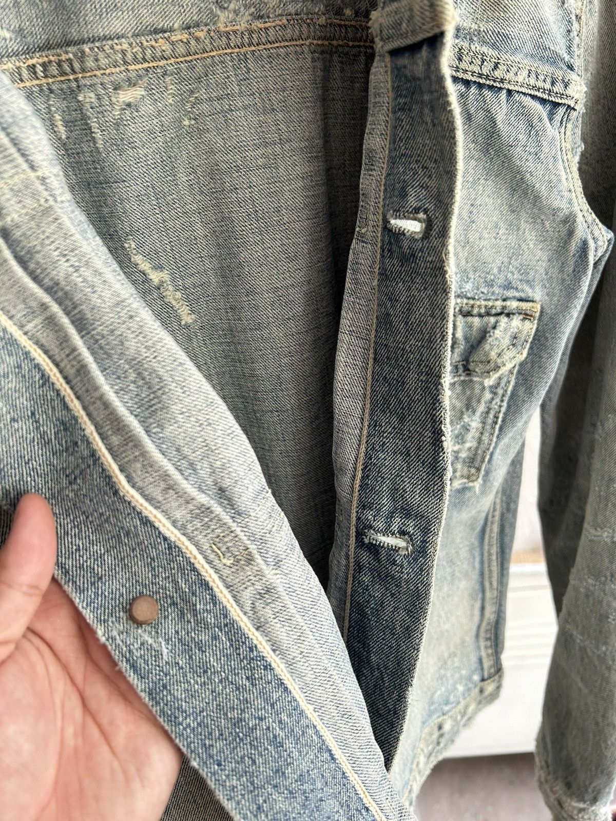 If Six Was Nine Wjk Distressed Denim Jacket Size US L / EU 52-54 / 3 - 11 Thumbnail