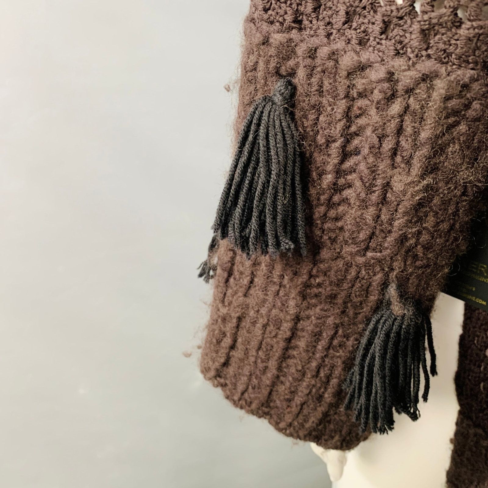 M Brown Wool Blend Turtleneck Chunky Knit Sweater