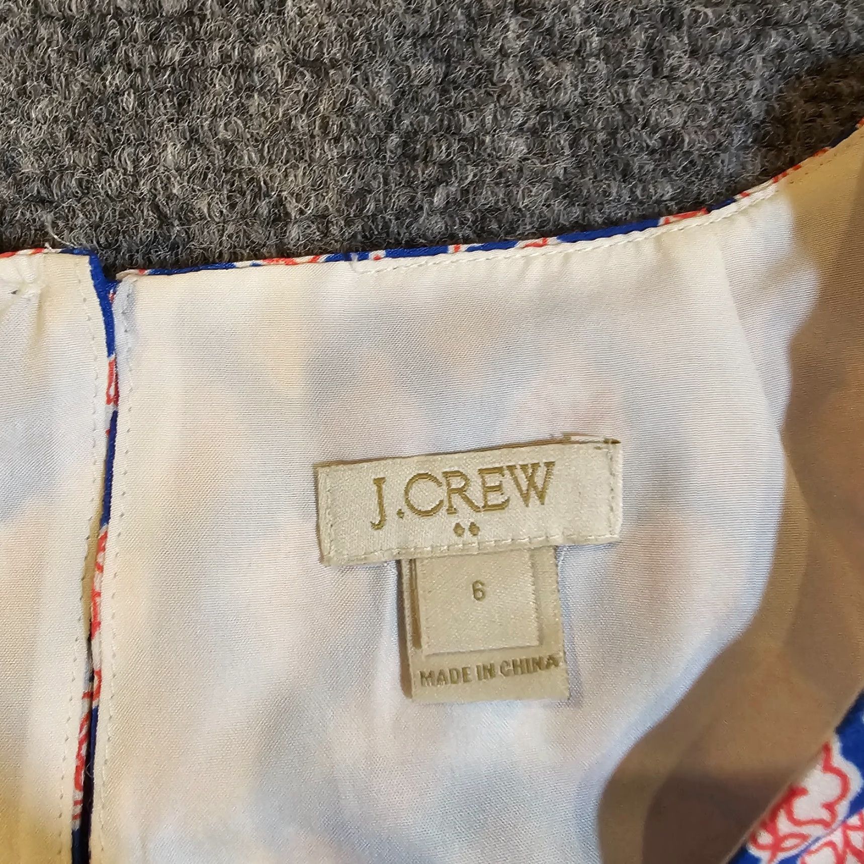 J.Crew J.CREW Dress Womens 6 White Blue Floral Short Sleeve Round Neck Sheath Preppy Adult Small XS? Size 28" / US 6 / IT 42 - 4 Thumbnail