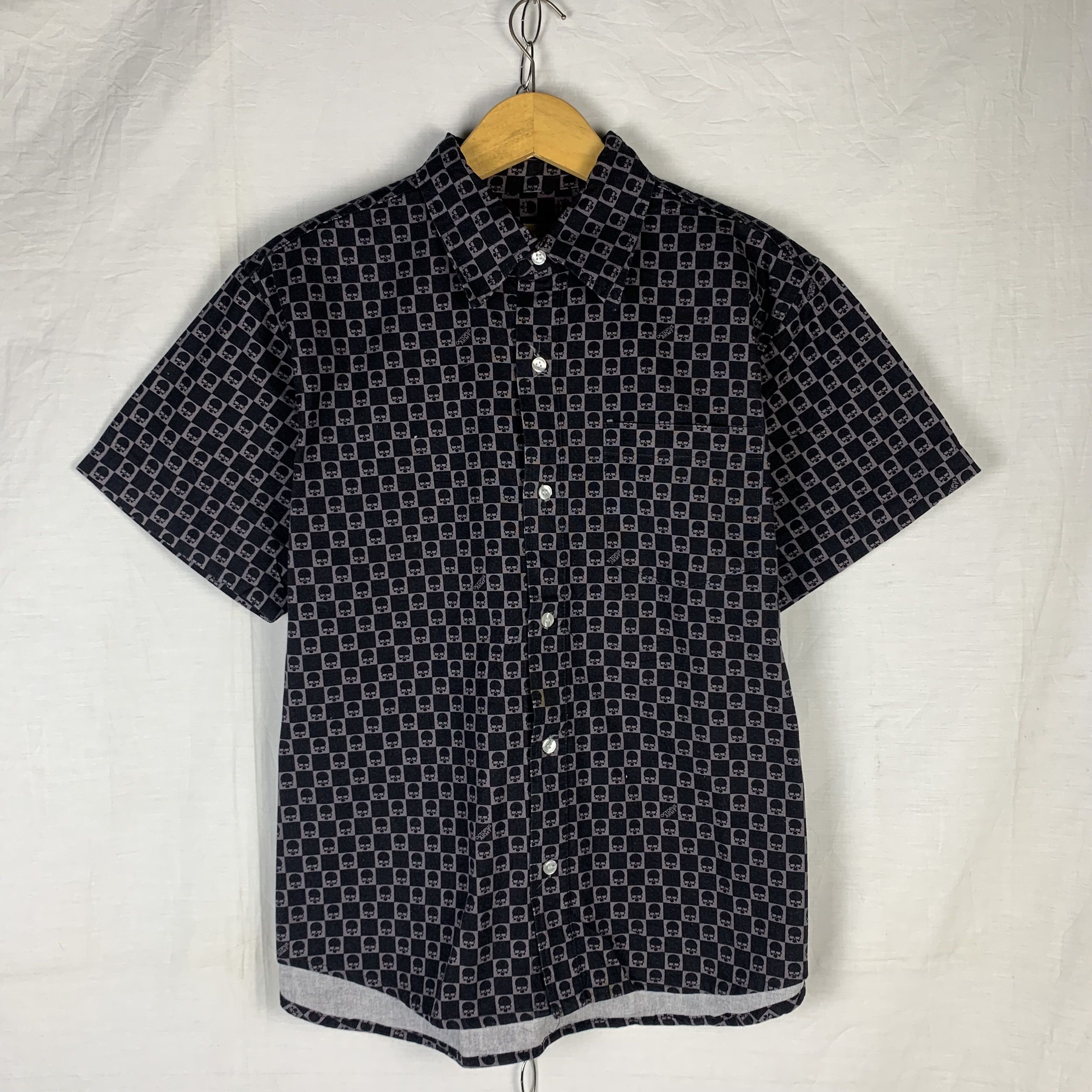 Japanese Brand Octopus Army Checkered Skulls Button Up Shirt Y2K Size US M / EU 48-50 / 2 - 1 Thumbnail