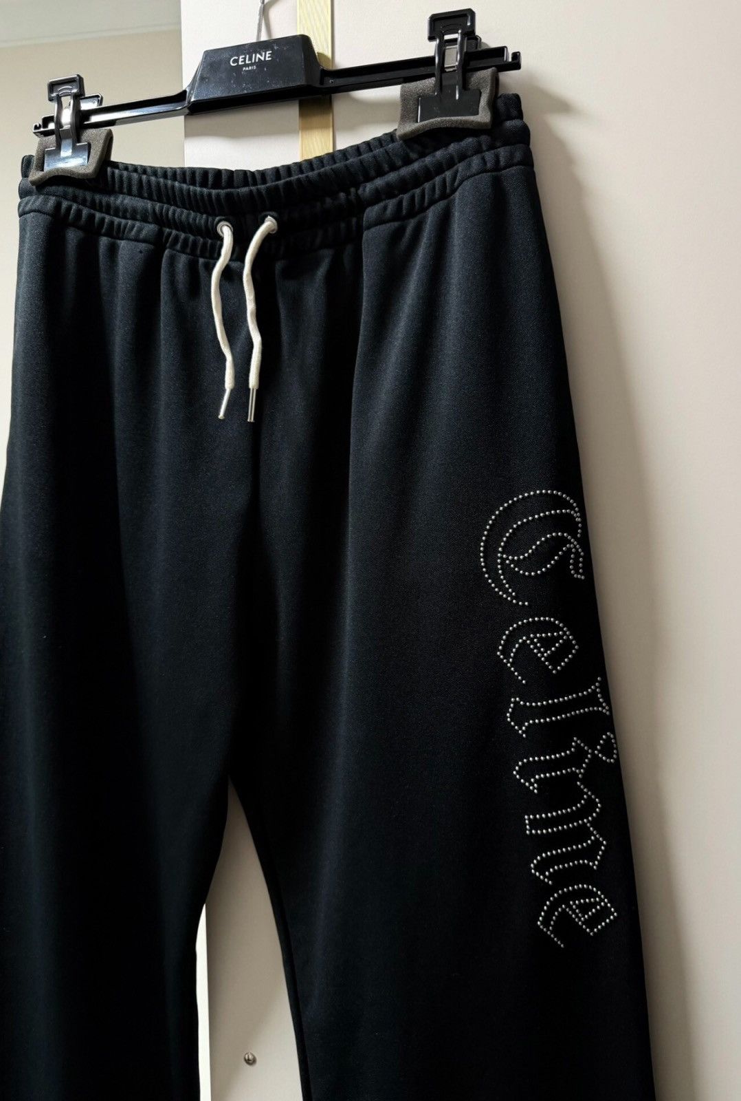 Celine CELINE 2022FW Studded Vertical Logo Wide-Leg Sweatpants Size US 32 / EU 48 - 2 Thumbnail