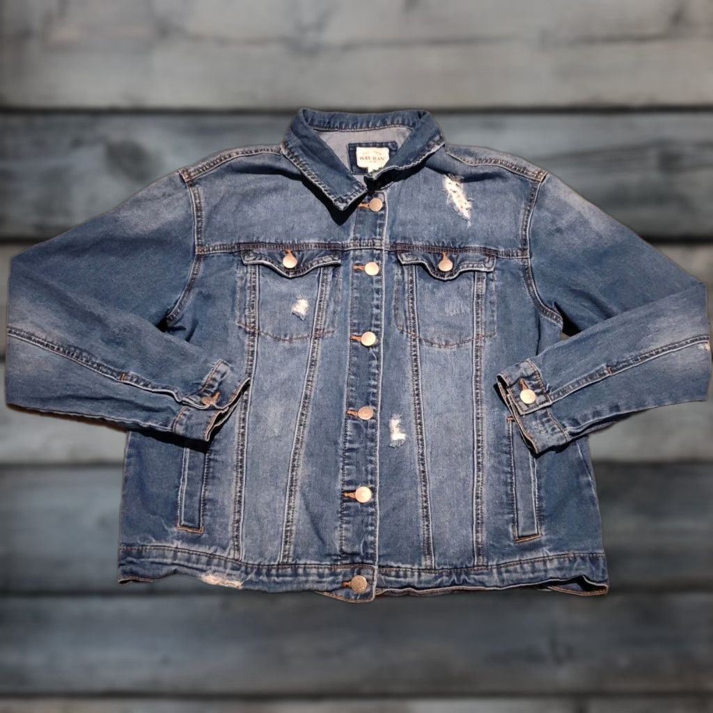 Denime WAX JEAN Women's Denim Jacket Medium Blue Button-Down Casual All Seasons Size 32" / US 10 / IT 46 - 1 Thumbnail