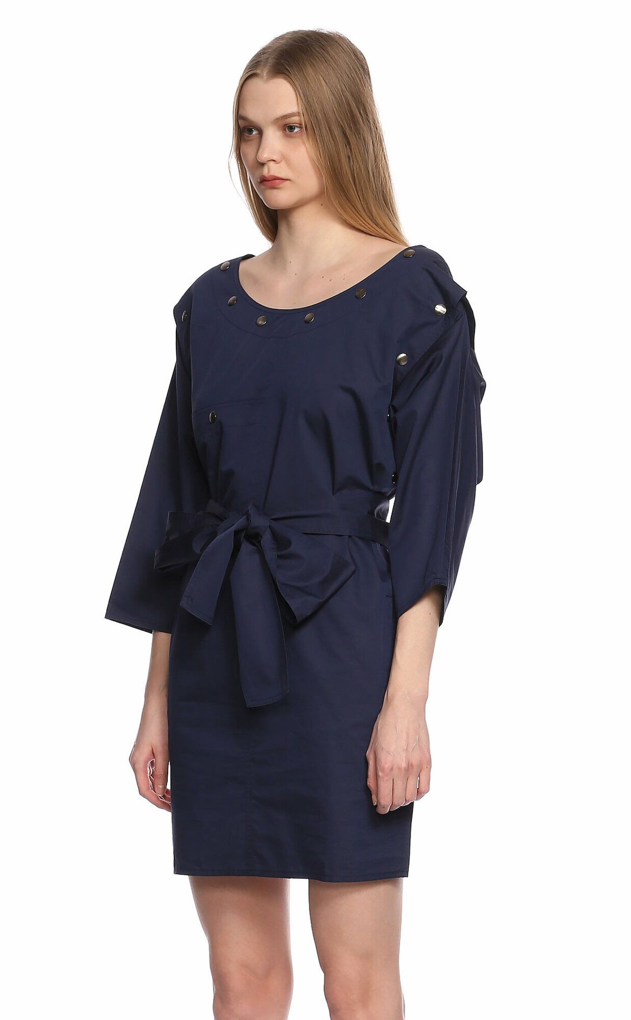 Emilio Pucci EMILIO PUCCI navy blue cotton silk mini sheath dress 10 44 Size M / US 6-8 / IT 42-44 - 4 Thumbnail