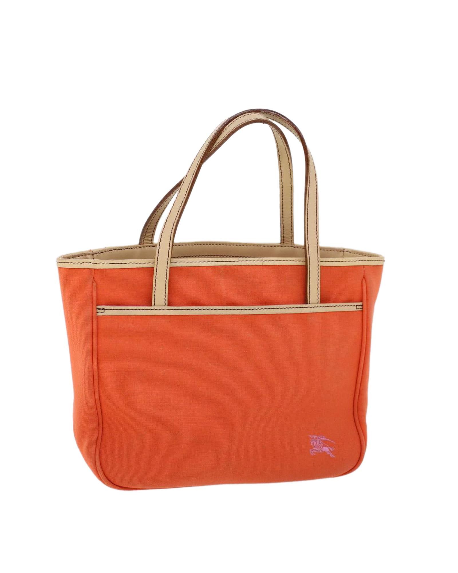 image of Burberry Orange Canvas Hand Bag, Women's