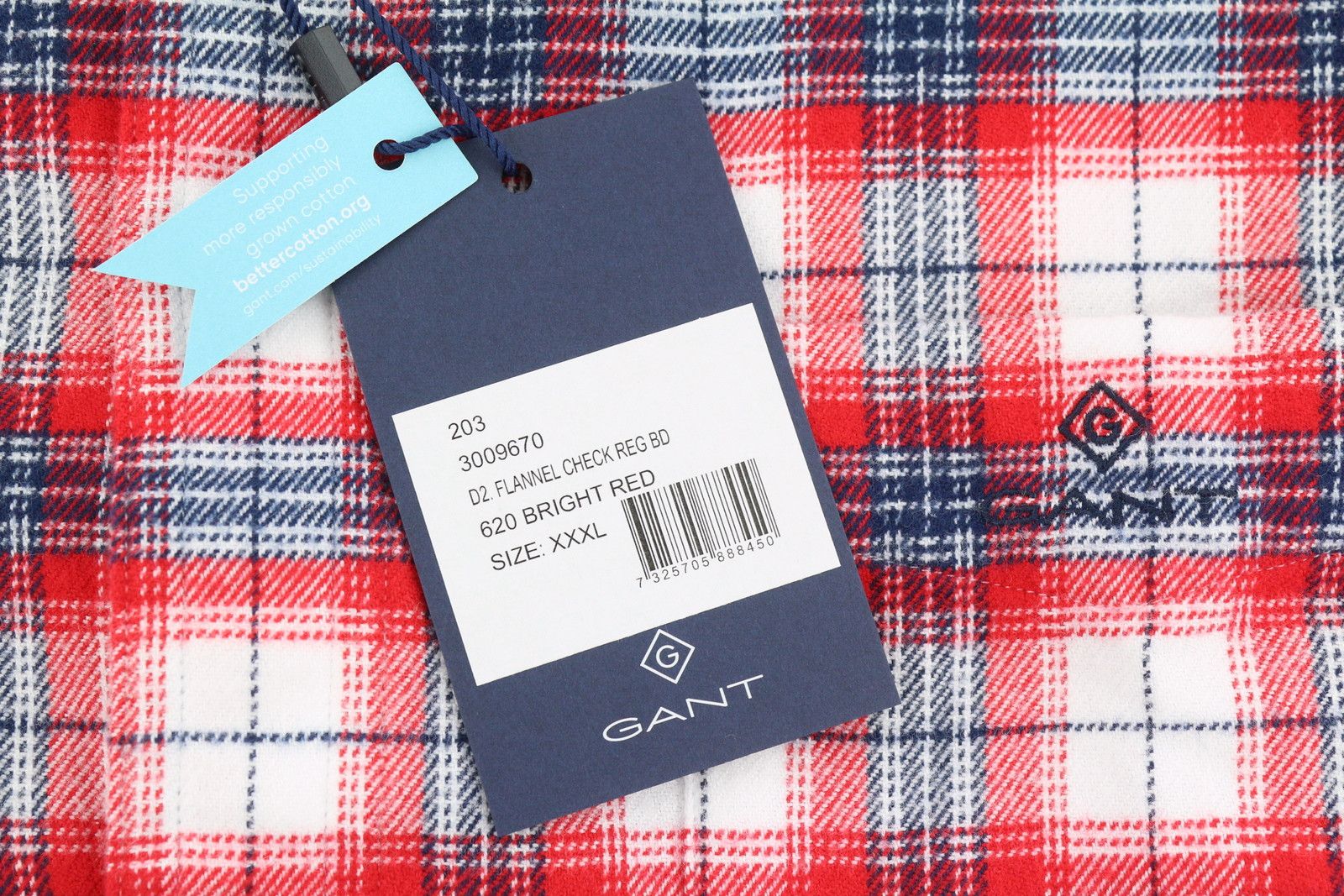 Gant FLANNEL CHECK 3XL Bright Red Button-Down Patch 87509 Size US XXL / EU 58 / 5 - 7 Thumbnail