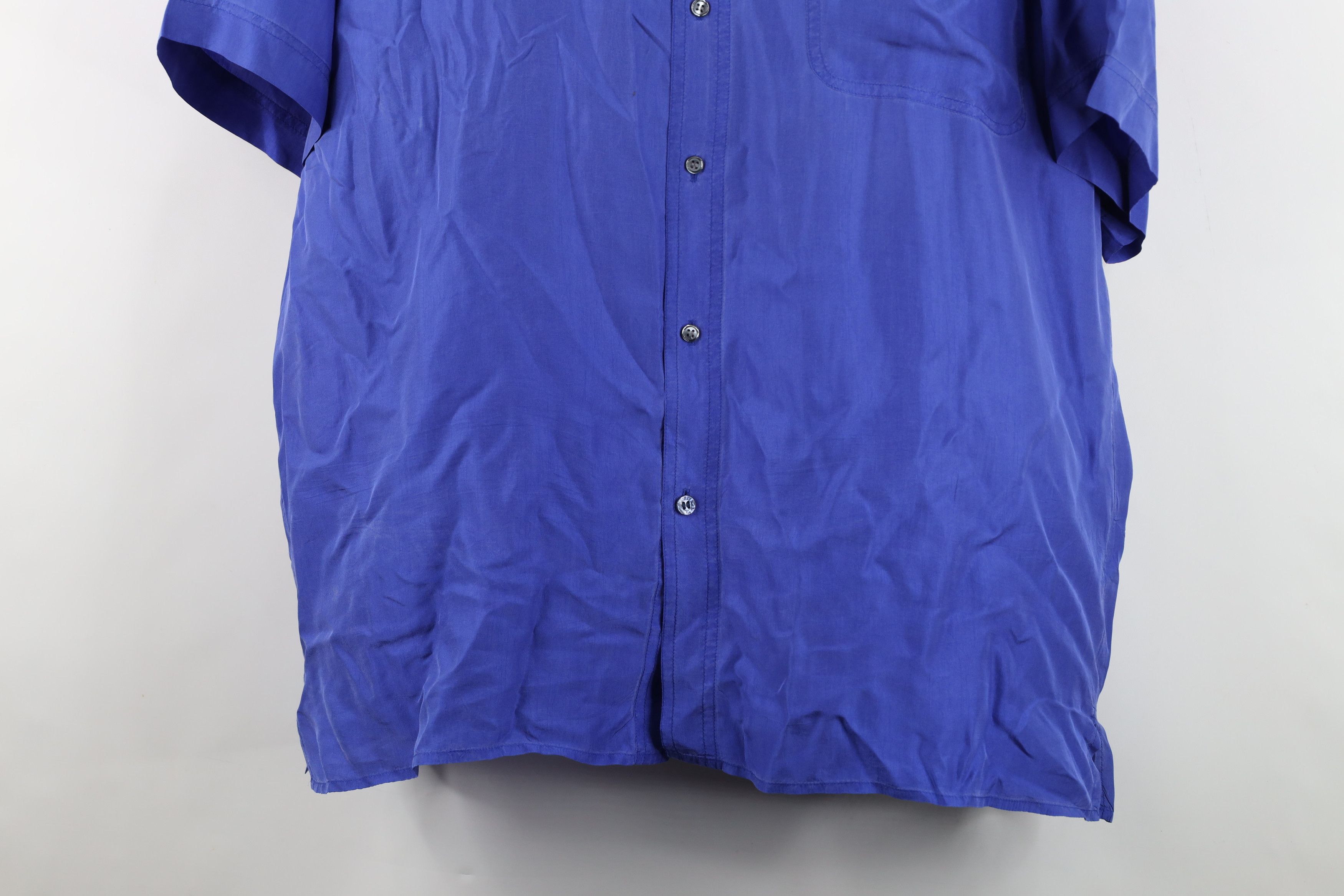 Vintage Vintage 90s Streetwear Silk Baggy Fit Button Shirt Blue Size US XL / EU 56 / 4 - 3 Thumbnail