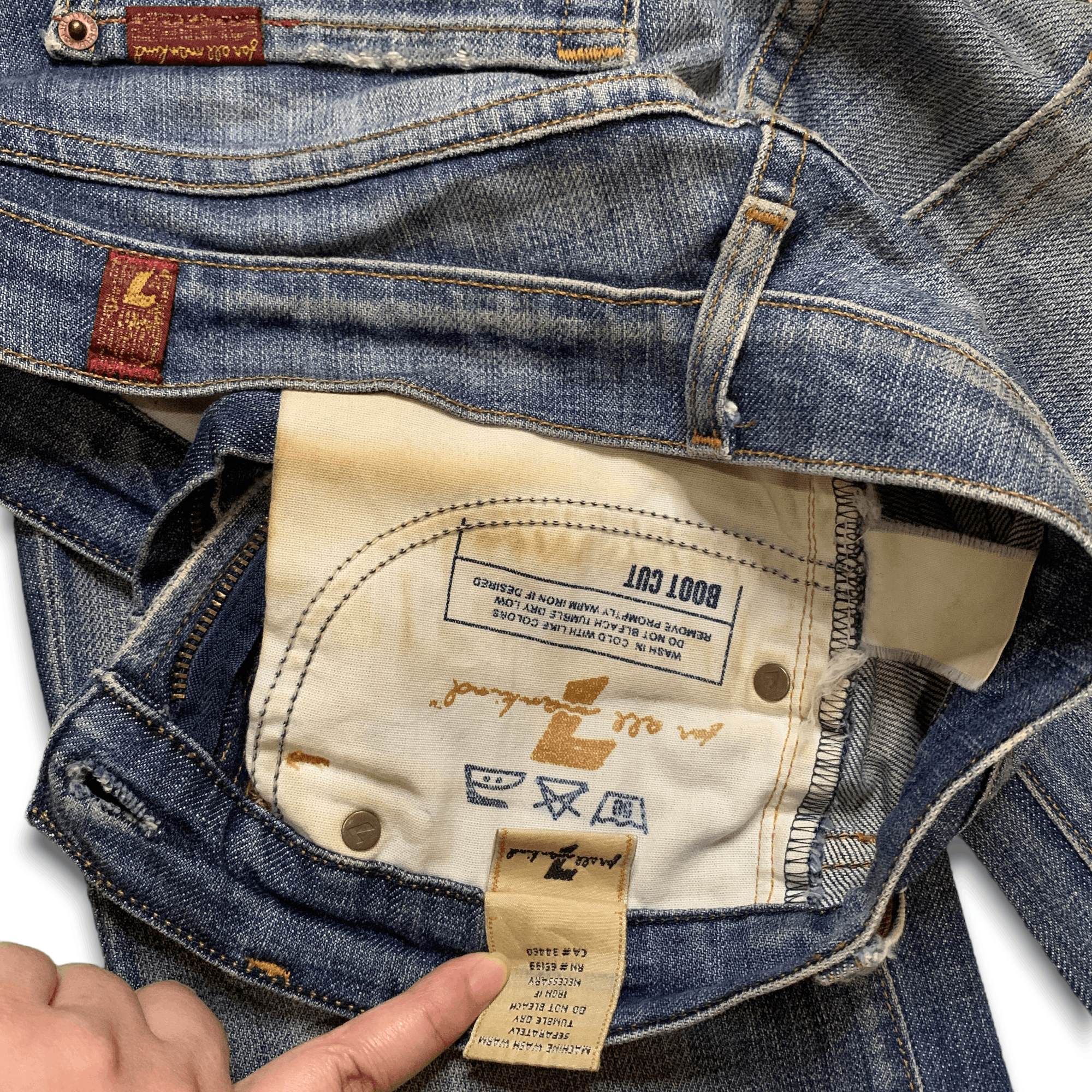 7 For All Mankind Vintage USA 7 For All Mankind Mud Wash Flare Denim Jeans Size 30" / US 8 / IT 44 - 6 Thumbnail