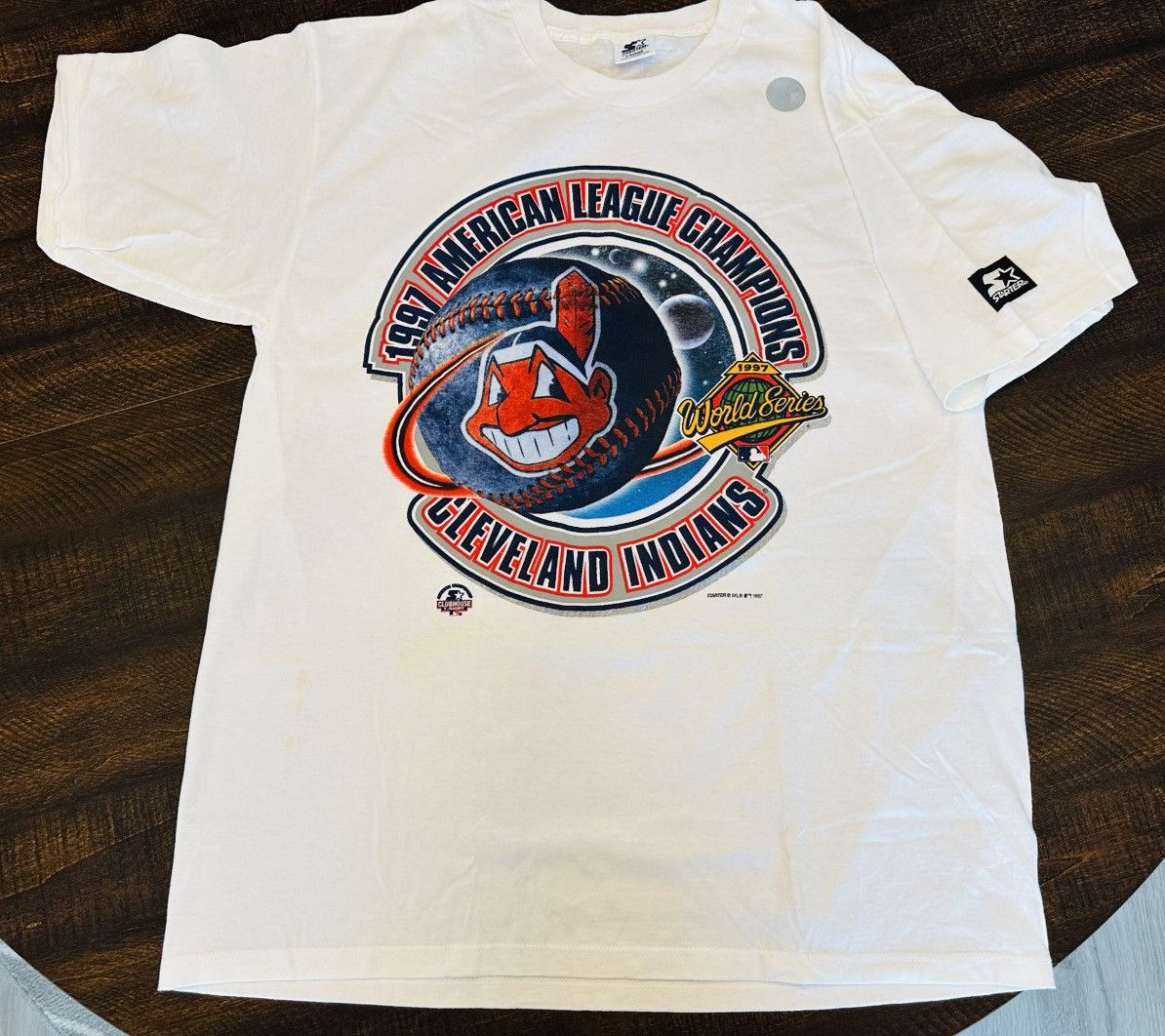 Starter VTG NWOT ‘97 Cleveland Indians AL Champs Starter-USA-L-Spots Size US L / EU 52-54 / 3 - 1 Thumbnail