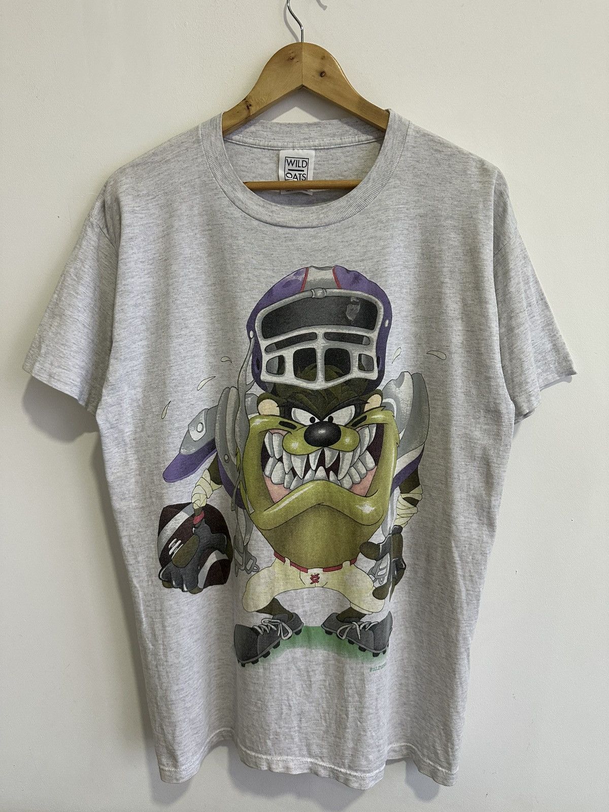 Vintage × Warner Bros Vintage 90’s Taz Mania Devil Football 🏈 Mirror Print USA Tee Size US L / EU 52-54 / 3 - 3 Thumbnail