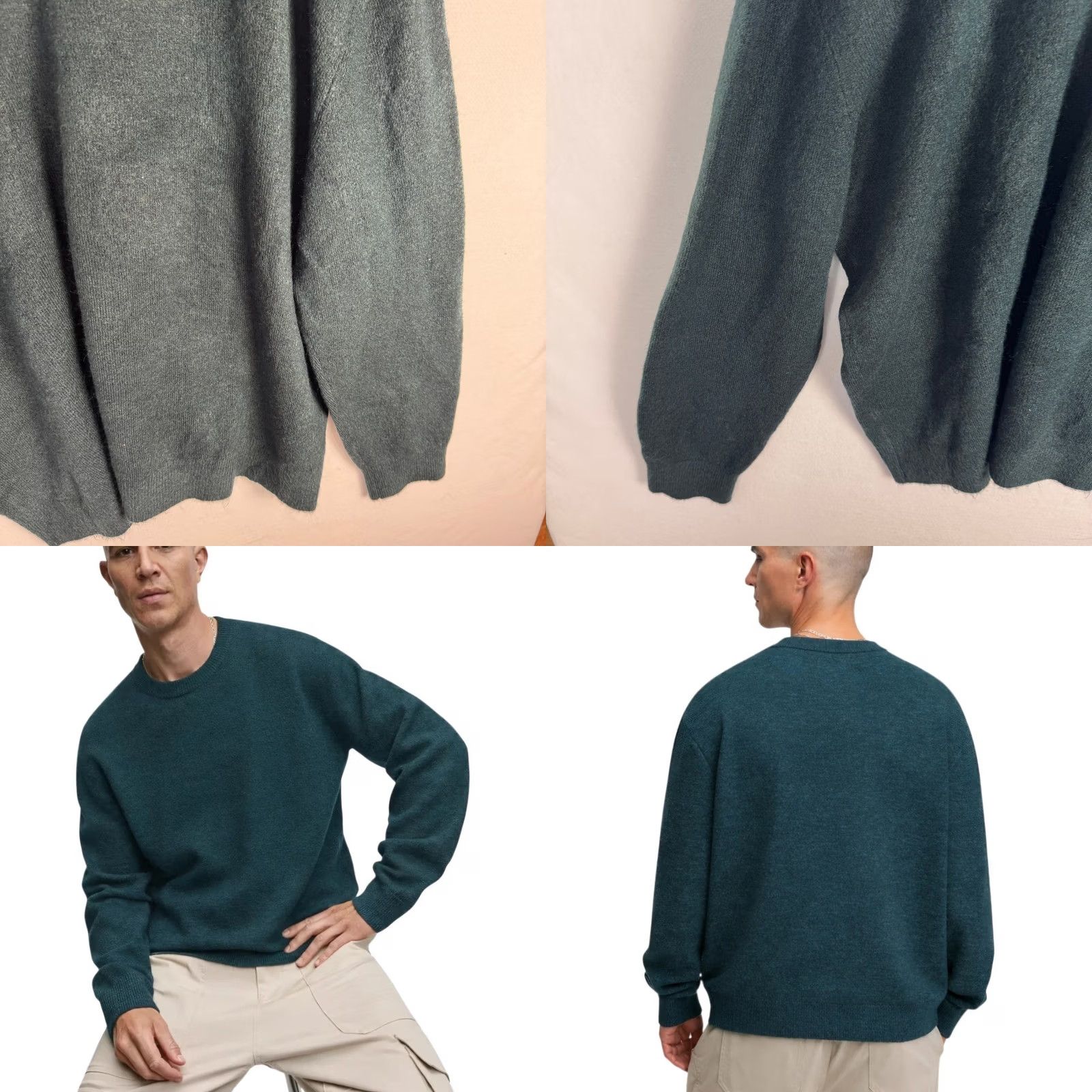 Vintage Mode of One Mens Relaxed Fit Sweater Crew Neck All Seasons XXL Deep Malachite Green Knit Pullover Casual Holiday 2XL Size US XXL / EU 58 / 5 - 9 Thumbnail