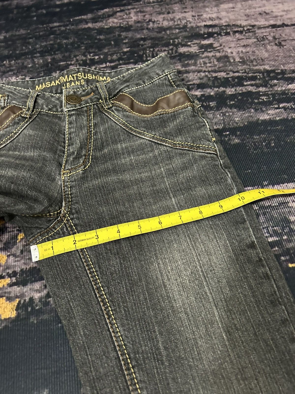 Japanese Brand 🔥🇯🇵 MASAKIMATSUSHIMA Japan Leather Pocket Flare Jeans Size US 27 - 18 Thumbnail