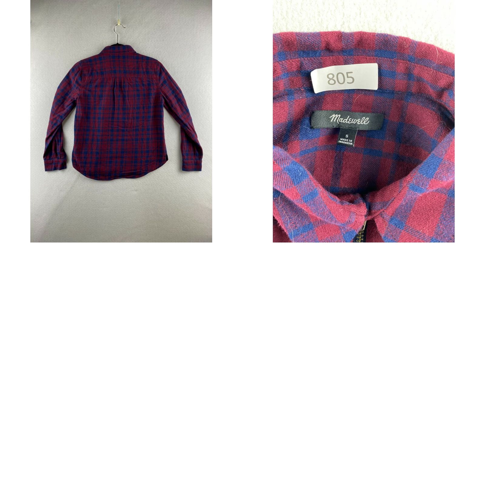 Madewell Madewell Shirt Womens Small S Blue Red Plaid 1/4 Zip Long Sleeve Multicolor Flannel Shirt Size S / US 4 / IT 40 - 8 Thumbnail