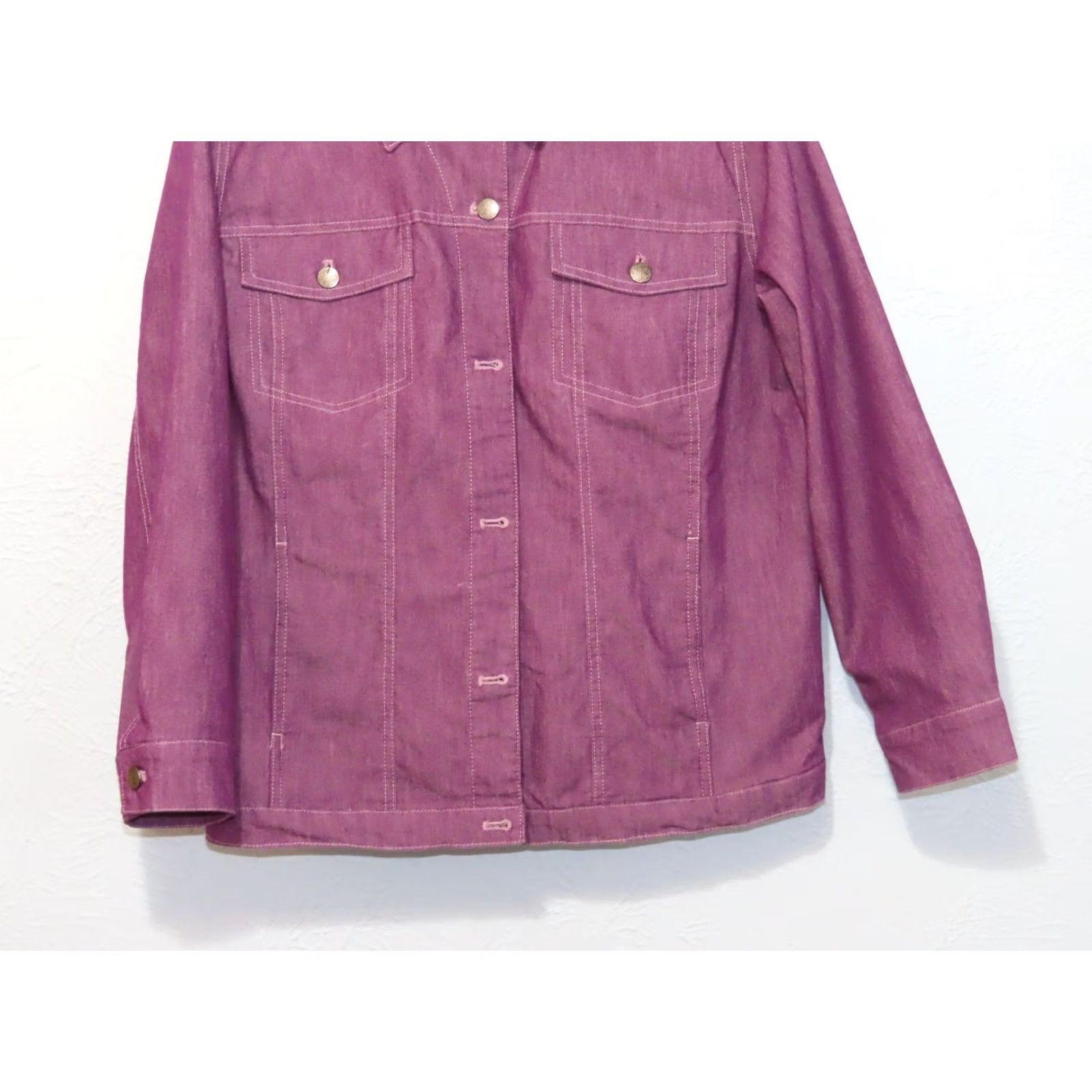Denime D & Co. Denim + Company Women's 1X Purple Button Up Jean Jacket Shirt Jacket Womens Regular XS-XL? Size 40" / US 18 - 2 Thumbnail