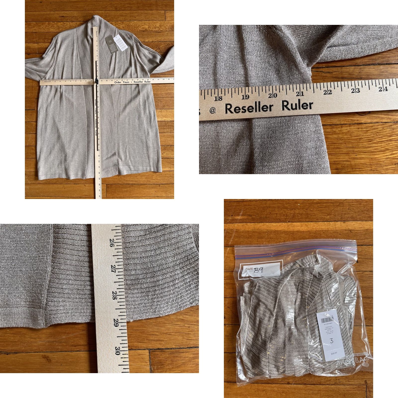 Vintage Chico’s Cardigan Sweater Women's XL Beige Glitter Open V-Neck Long Sleeve Knit Bohemian Retro Size XL / US 12-14 / IT 48-50 - 9 Thumbnail