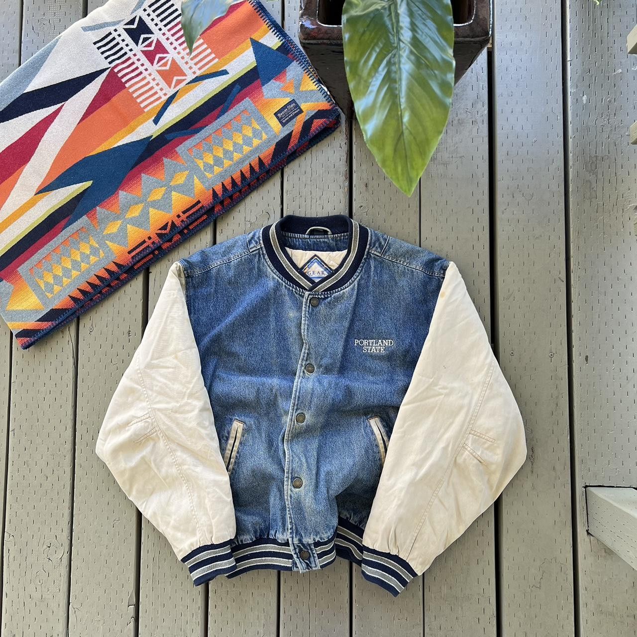 Vintage Vintage Portland state Denim Jacket 90s Bomber Quilt Lined Size US XL / EU 56 / 4 - 2 Thumbnail
