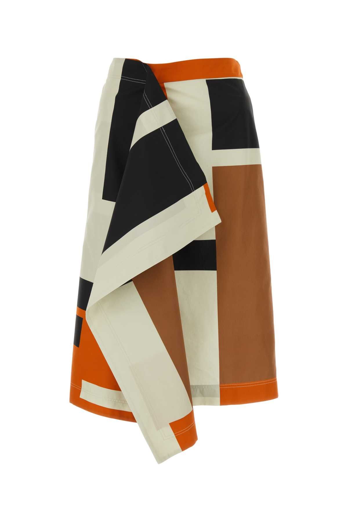image of Fendi Multicolor Poplin Skirt in Black, Women's (Size 28)