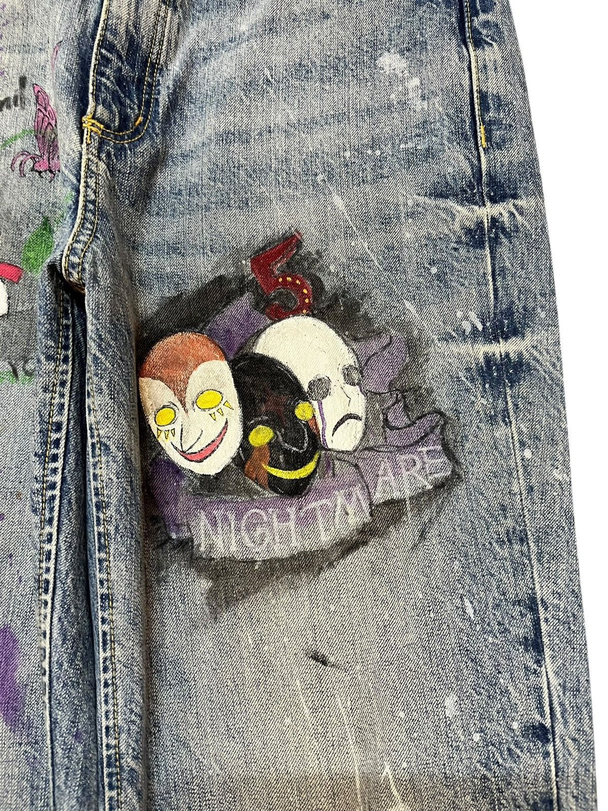 GU Vintage GU Sketch Drawing Faded Denim Size US 30 / EU 46 - 4 Thumbnail