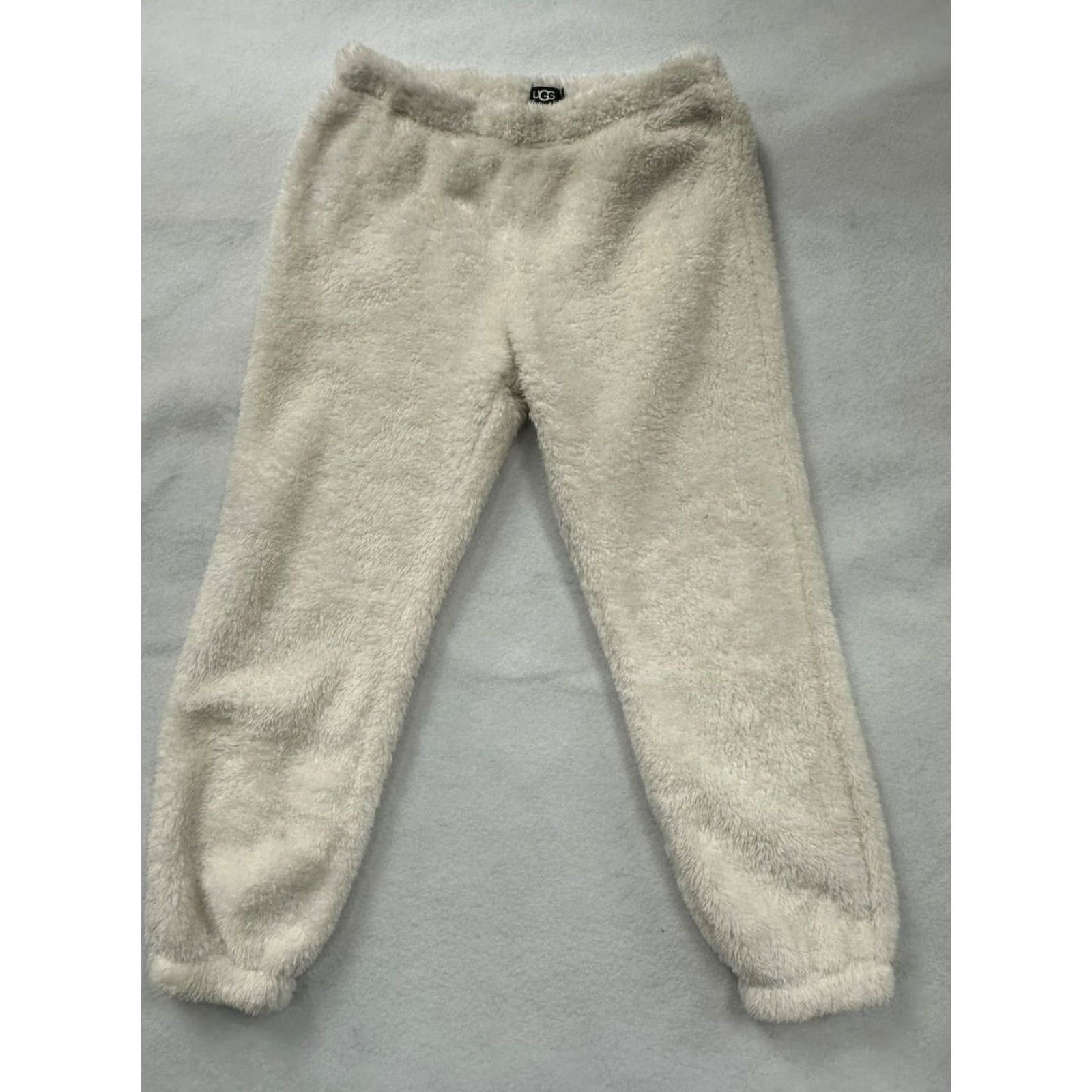 Ugg UGG Womens Lounge Pants L White Polyester Cozy Fleece Solid Adults Women Tapered Leg Size 36" / US 14 / IT 50 - 3 Thumbnail