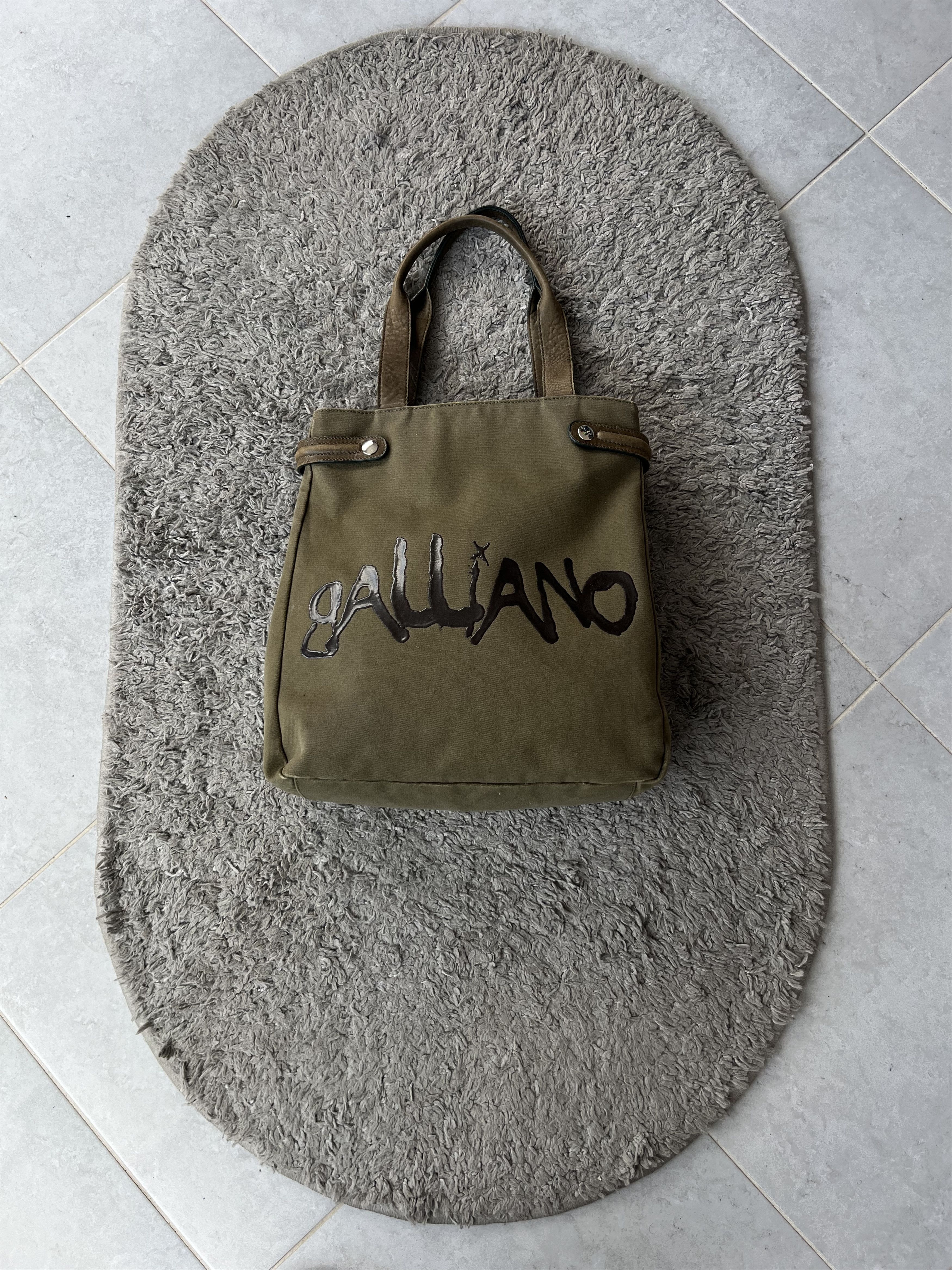 John Galliano GALLIANO Vintage Leather Handbags Big Logo Y2K Streetwear Size ONE SIZE - 1 Thumbnail
