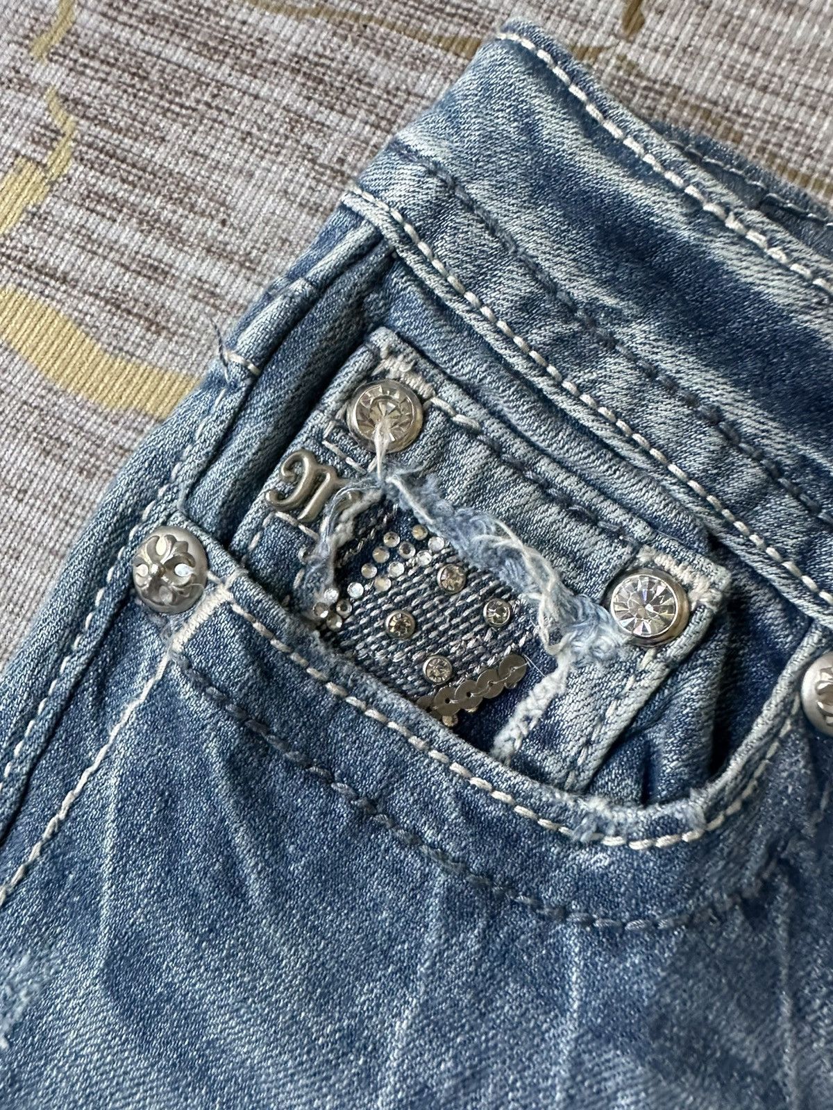 Miss Me FLARE Miss Me Distressed Swaroski Design Jeans Size 28" / US 6 / IT 42 - 13 Thumbnail
