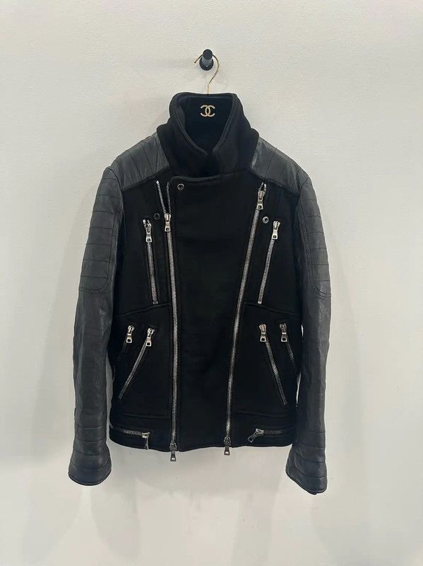 Balmain Balmain Men's Black Leather Jacket 0089 Size US M / EU 48-50 / 2 - 1 Thumbnail
