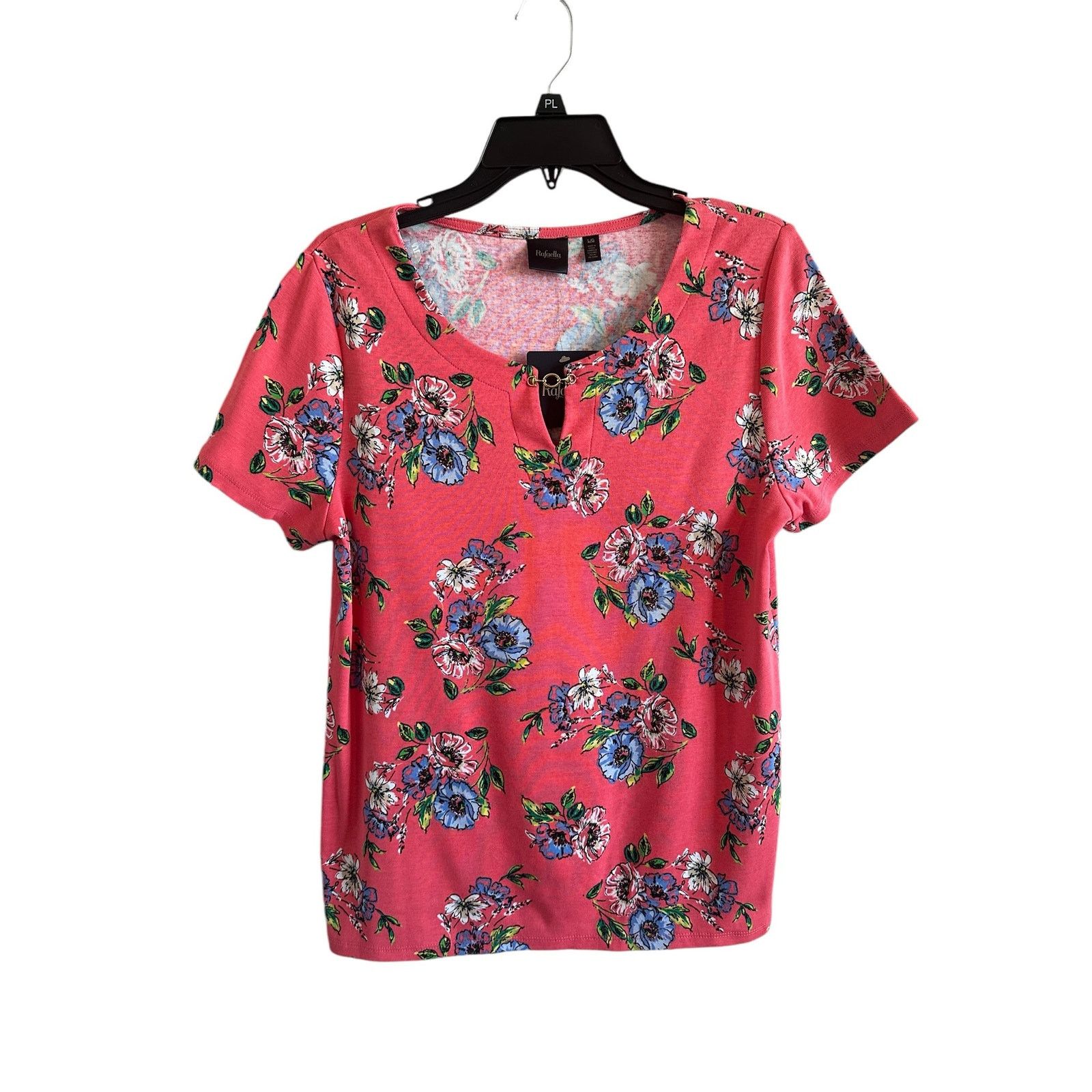 Other Rafaella Floral Short Sleeve Round Neck Cotton Blouse Top Size L / US 10 / IT 46 - 1 Thumbnail
