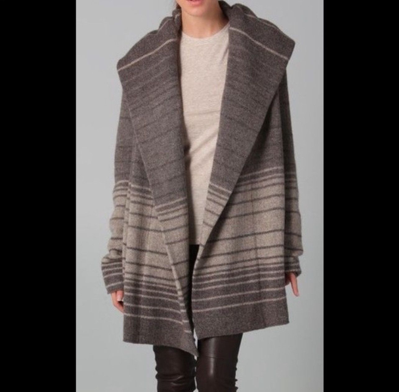 image of Vince Hooded Sweater Coat - M in Brown, Women's (Size Medium)