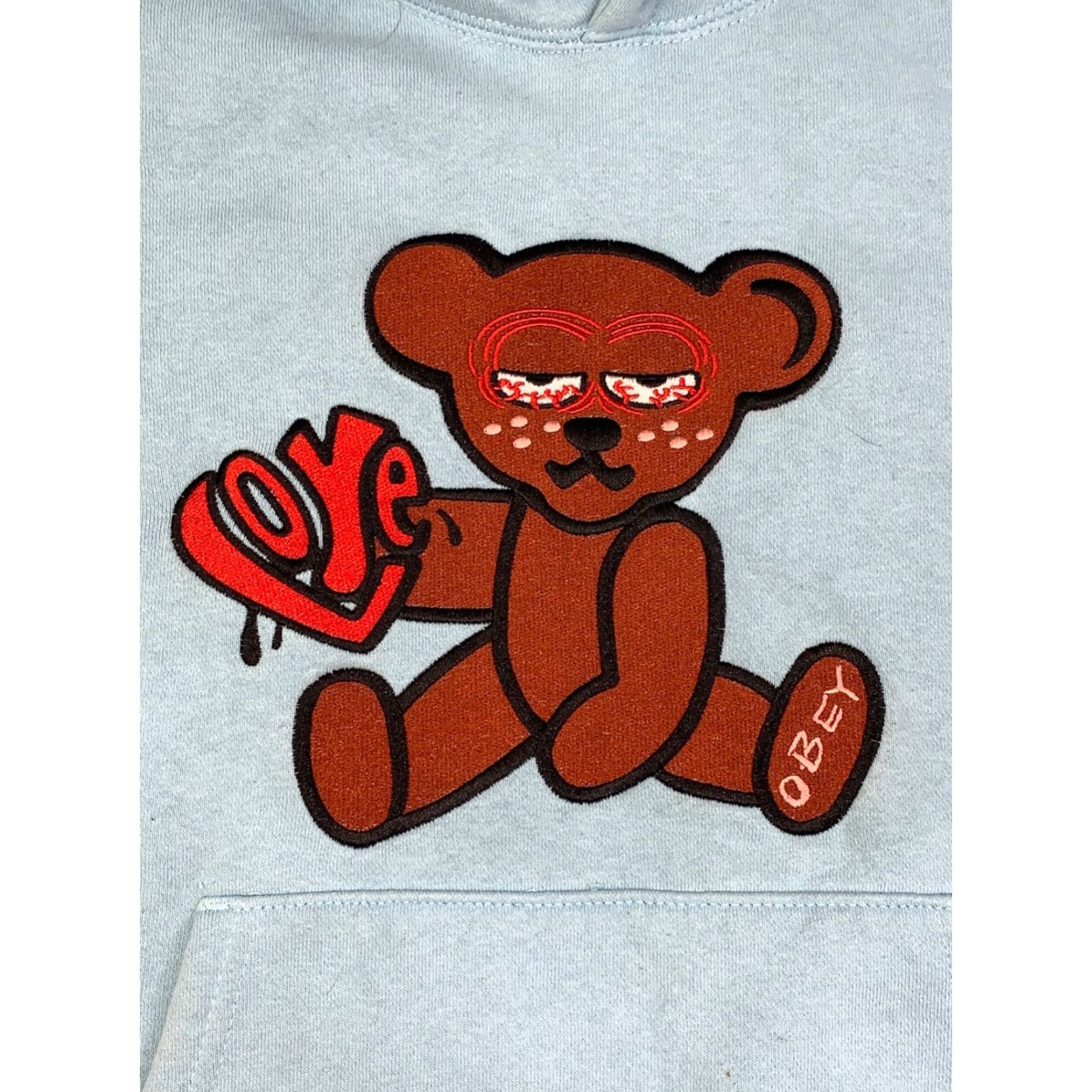 Obey OBEY Mellow Bear Hoodie Blue Womens S Pullover Embroidered 10951 Size S / US 4 / IT 40 - 5 Thumbnail