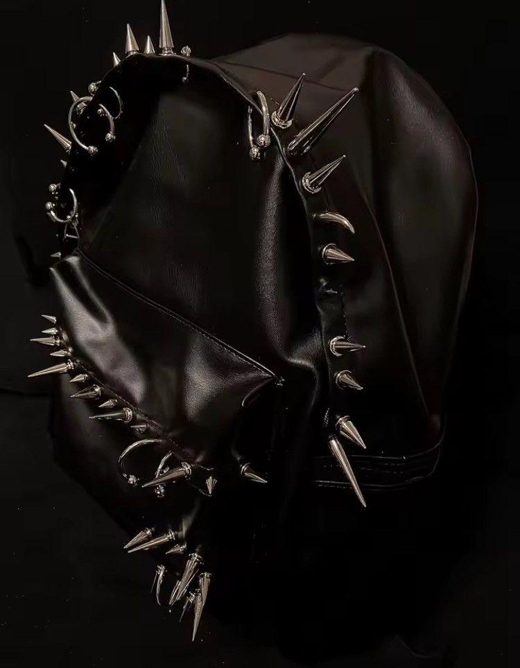 Other Punk Rivet Black Leather Backpack Large Unisex Bag Size ONE SIZE - 2 Thumbnail