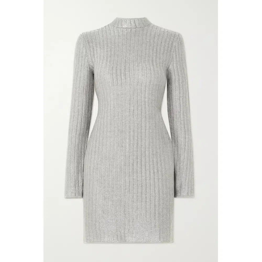 Tom Ford o1loc1c0625 ACK395 Metallic Ribbed Cotton-blend Mini Dress Size XS / US 0-2 / IT 36-38 - 1 Thumbnail